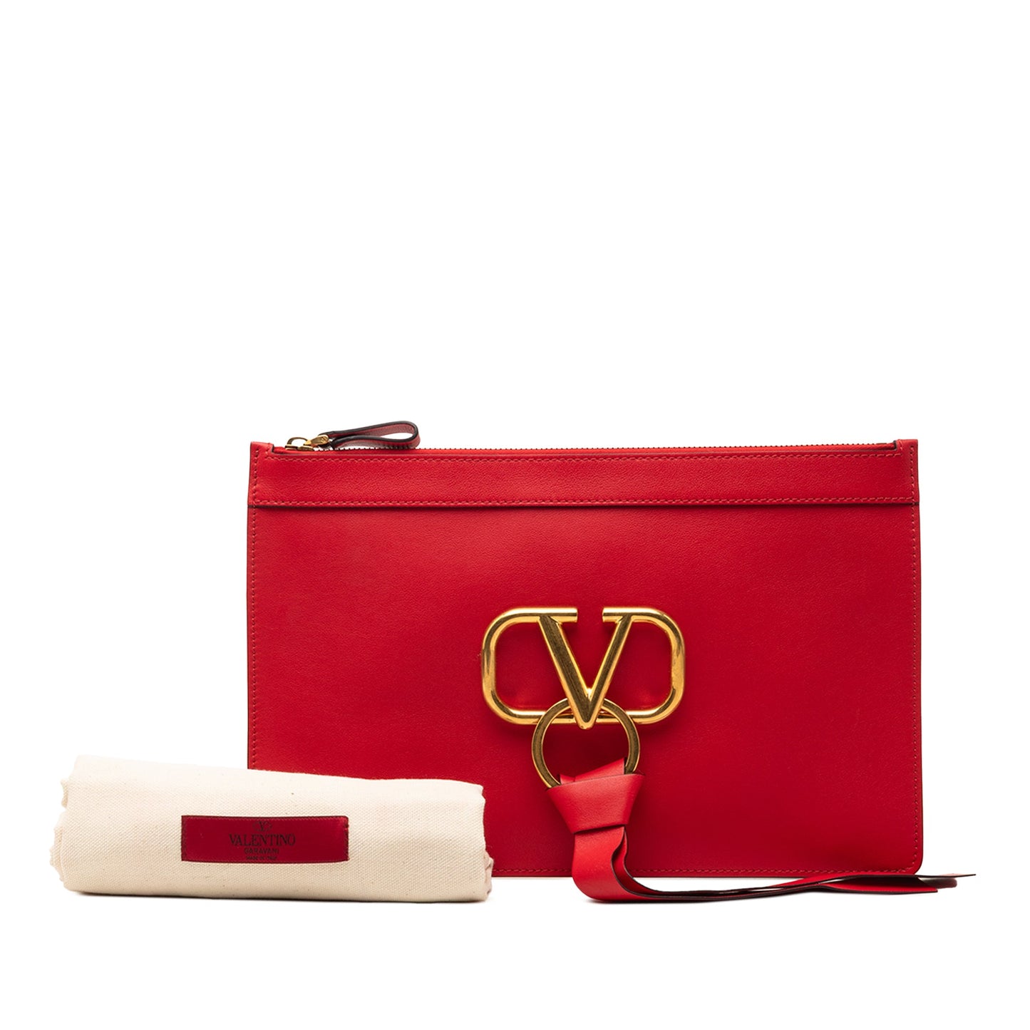 Valentino Leather VRing Clutch