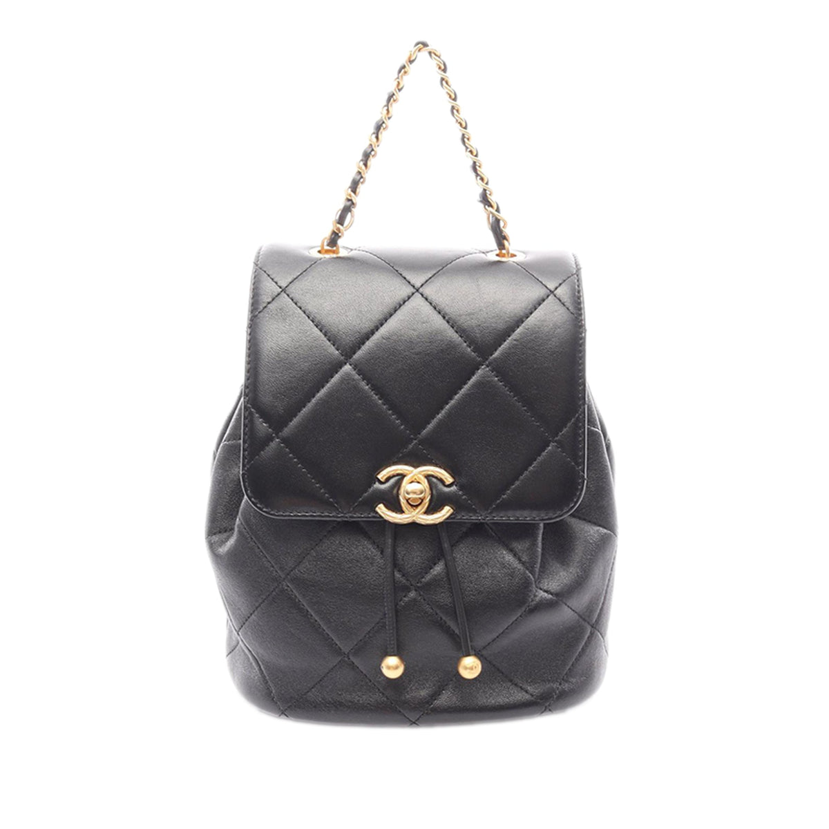 Chanel CC Quilted Lambskin Backpack — Black