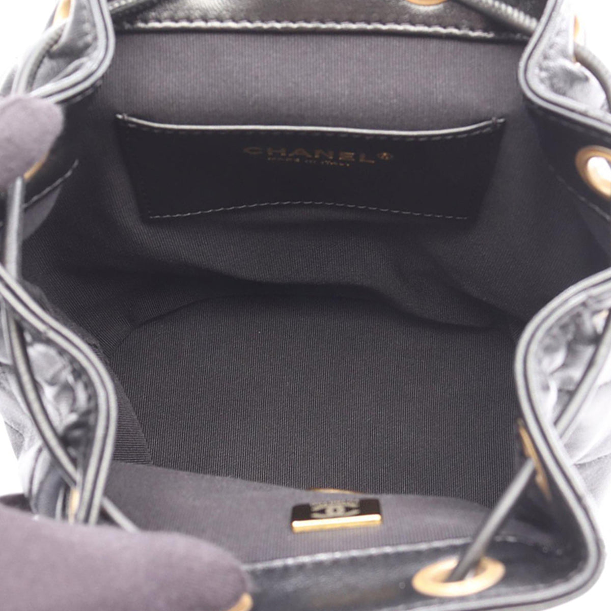 Chanel CC Quilted Lambskin Backpack — Black