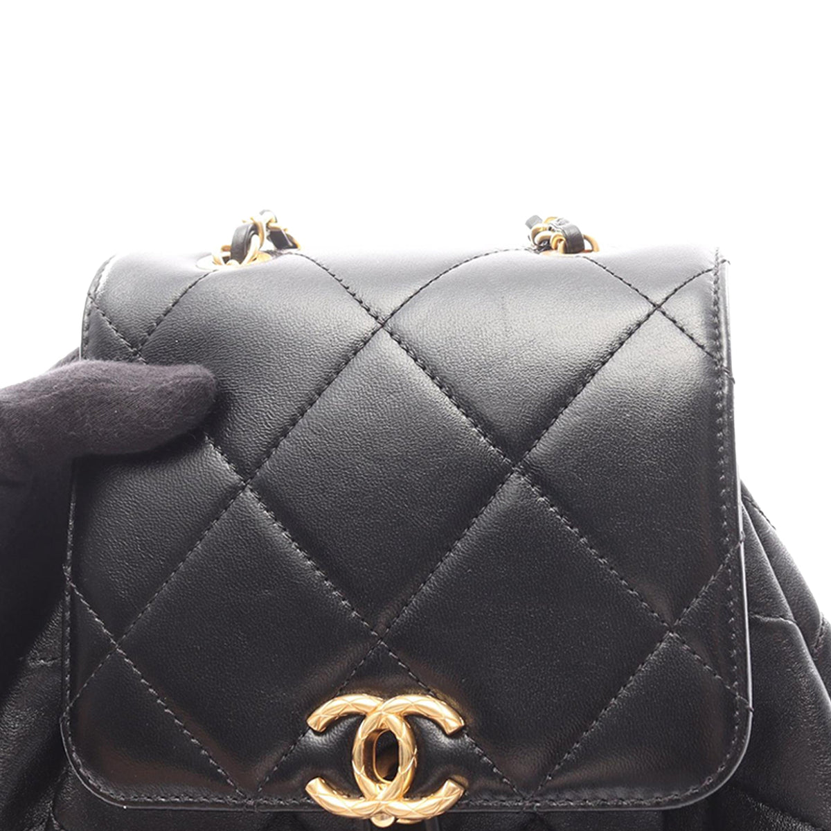 Chanel CC Quilted Lambskin Backpack — Black