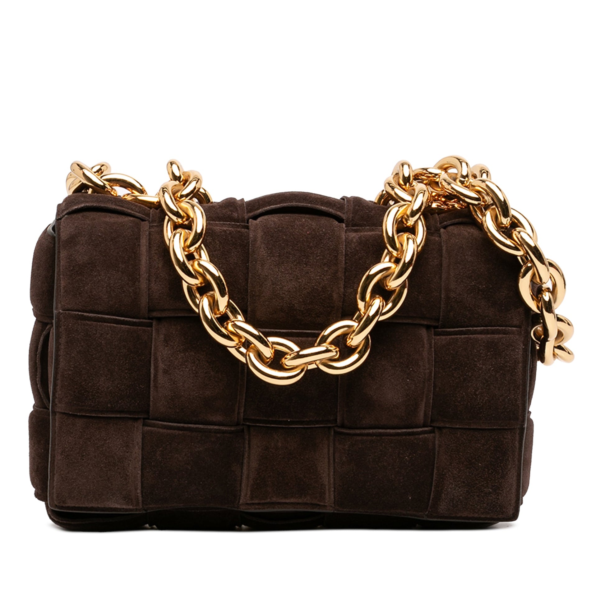 Bottega Veneta Suede Intrecciato Padded Chain Cassette Satchel