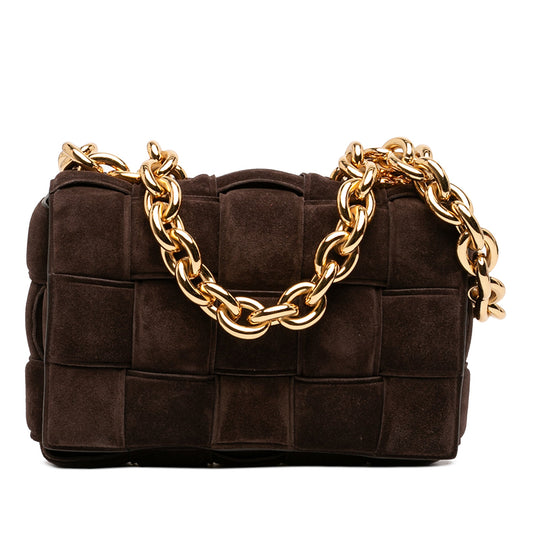 Bottega Veneta Suede Intrecciato Padded Chain Cassette Satchel