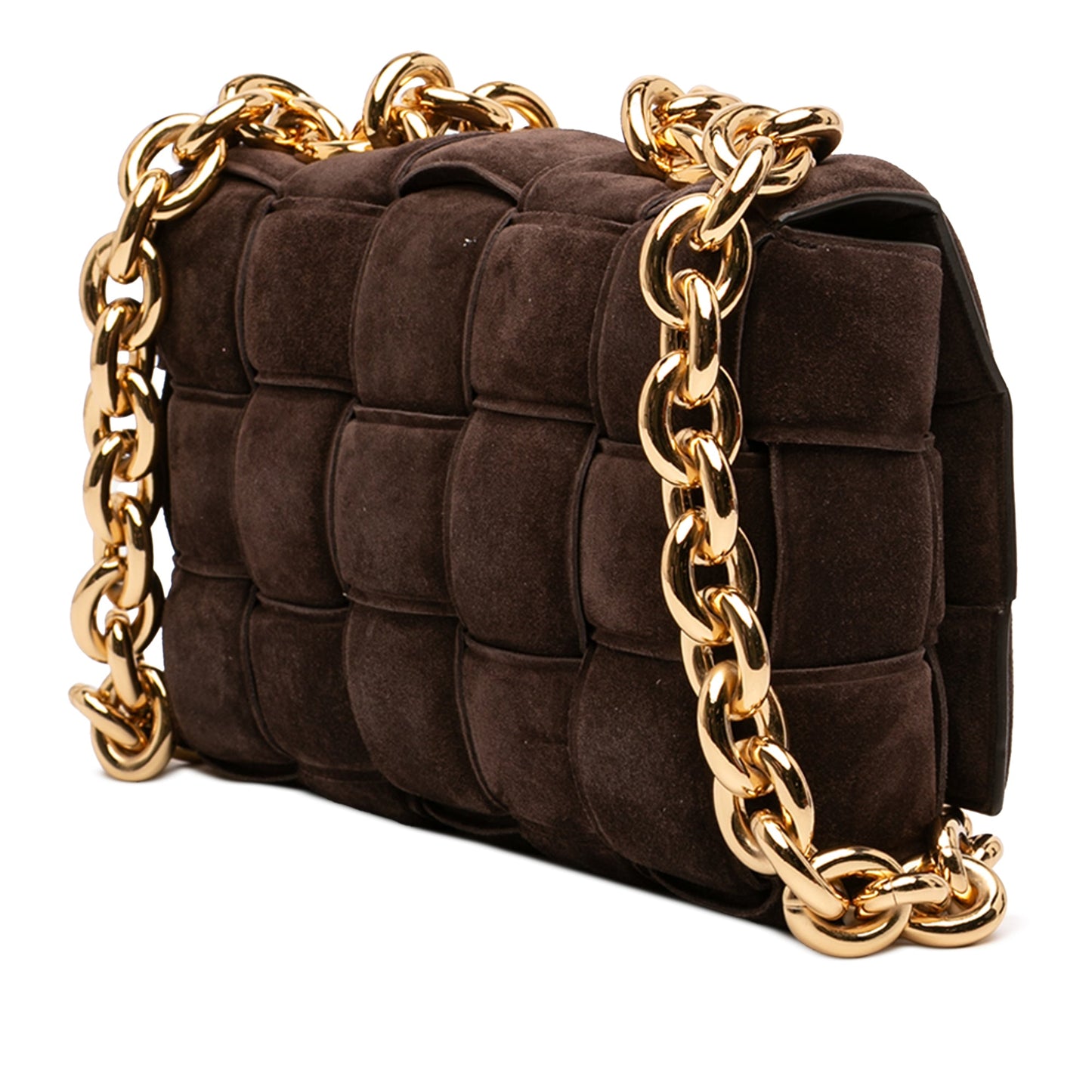 Bottega Veneta Suede Intrecciato Padded Chain Cassette Satchel