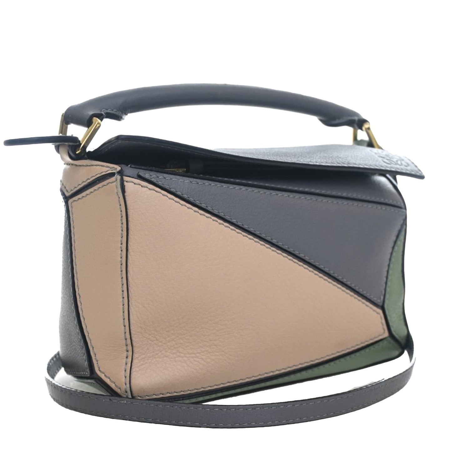Mini Tricolor Calfskin Puzzle Satchel