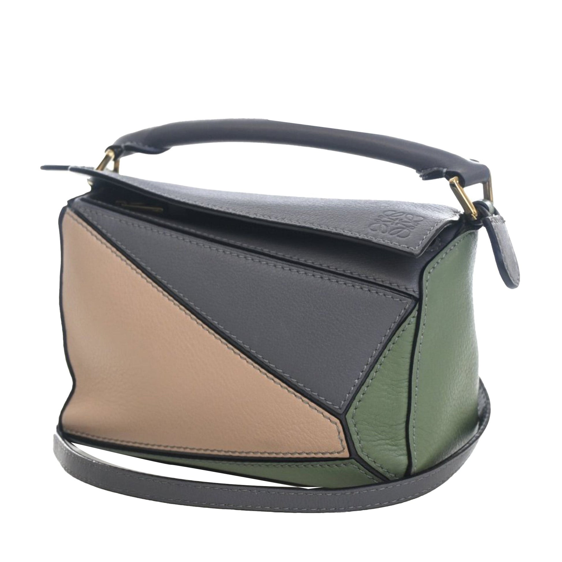 Mini Tricolor Calfskin Puzzle Satchel
