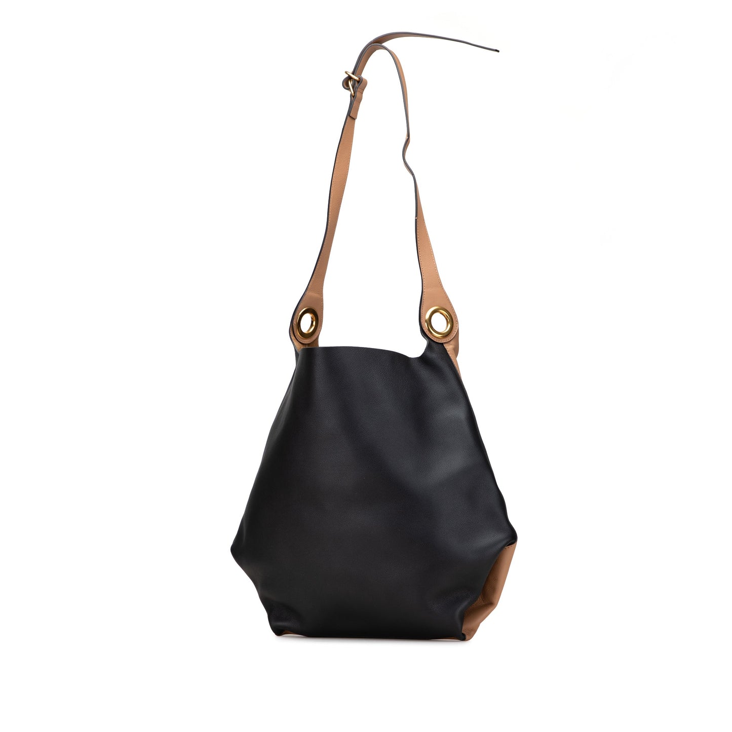 Burberry Bicolor Calfskin Grommet Hobo
