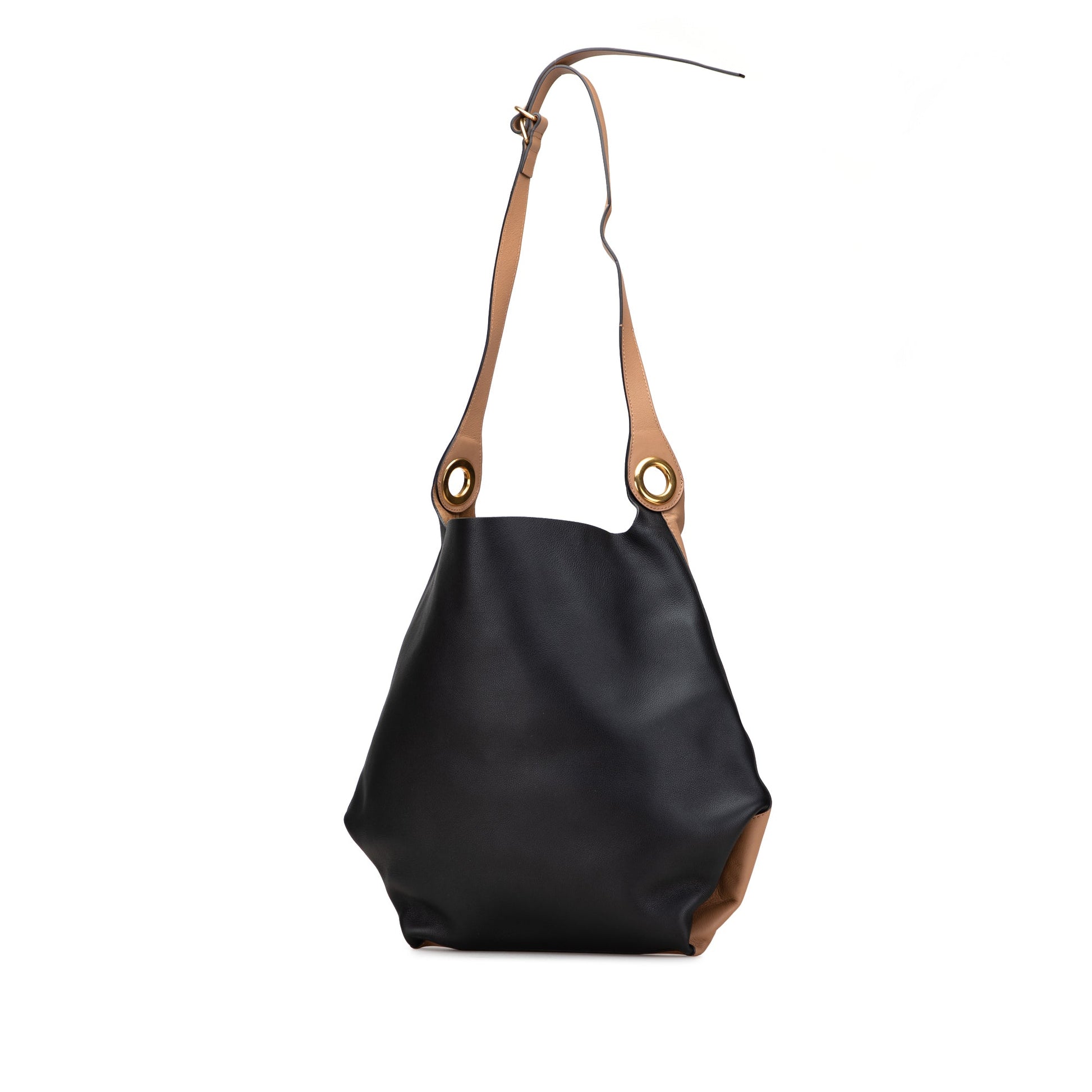 Burberry Bicolor Calfskin Grommet Hobo