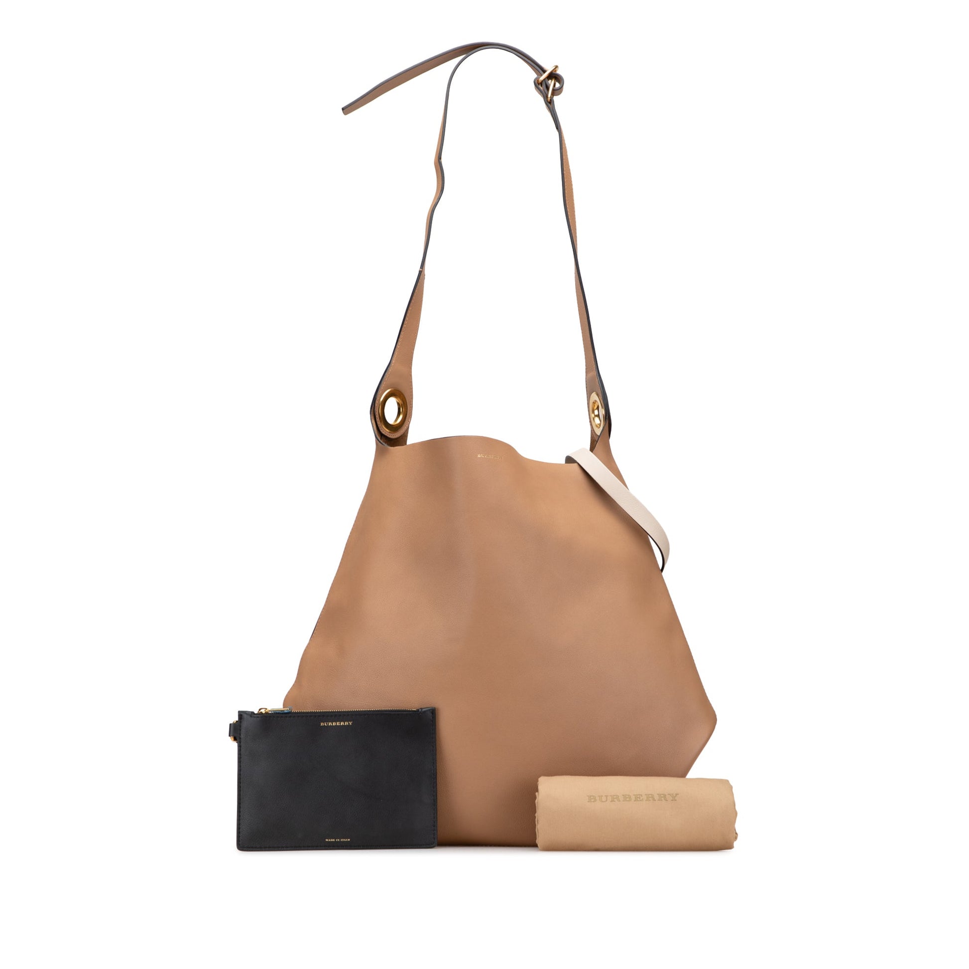 Burberry Bicolor Calfskin Grommet Hobo