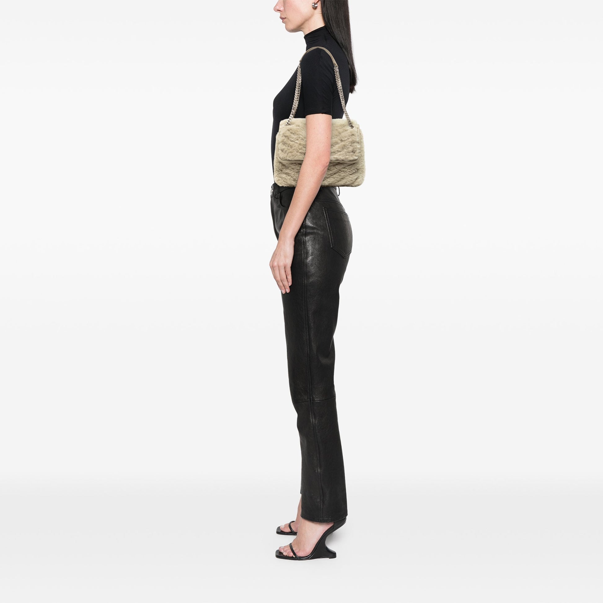Saint Laurent Medium Shearling Niki Shoulder Bag