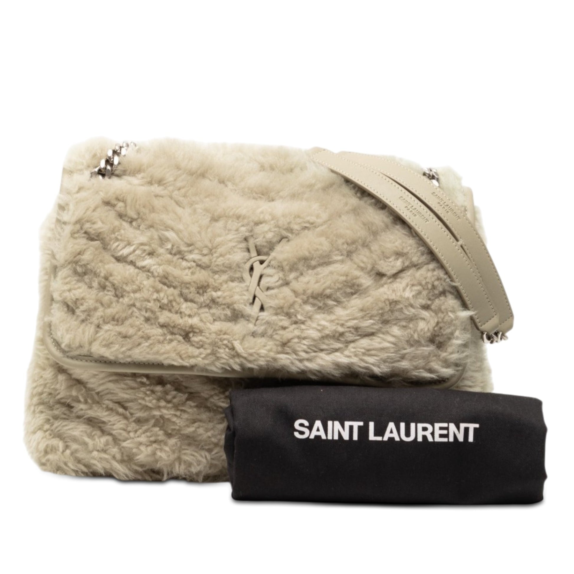 Saint Laurent Medium Shearling Niki Shoulder Bag