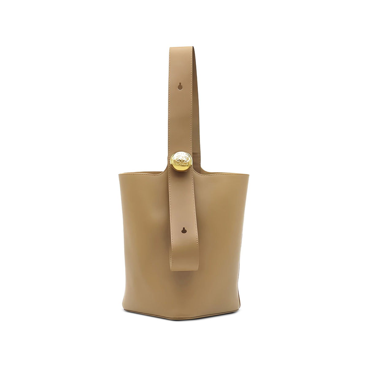 LOEWE Medium Smooth Calfskin Pebble Bucket Bag — Brown