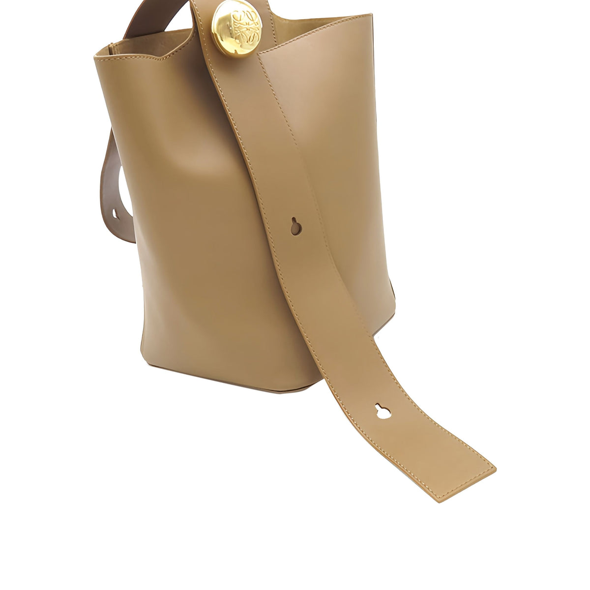 LOEWE Medium Smooth Calfskin Pebble Bucket Bag — Brown