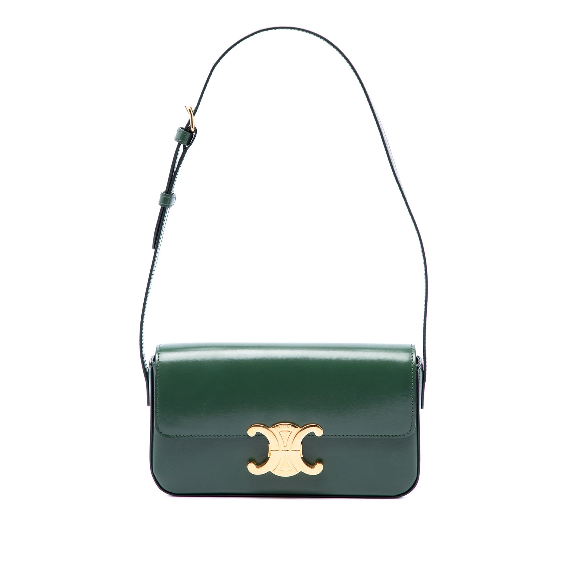Celine Shiny Calfskin Triomphe Claude Shoulder Bag