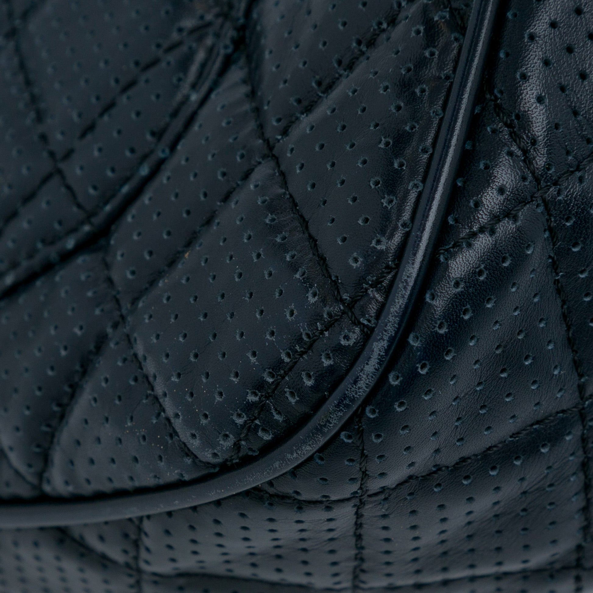 Chanel CC Quilted Perforated Lambskin Single Flap