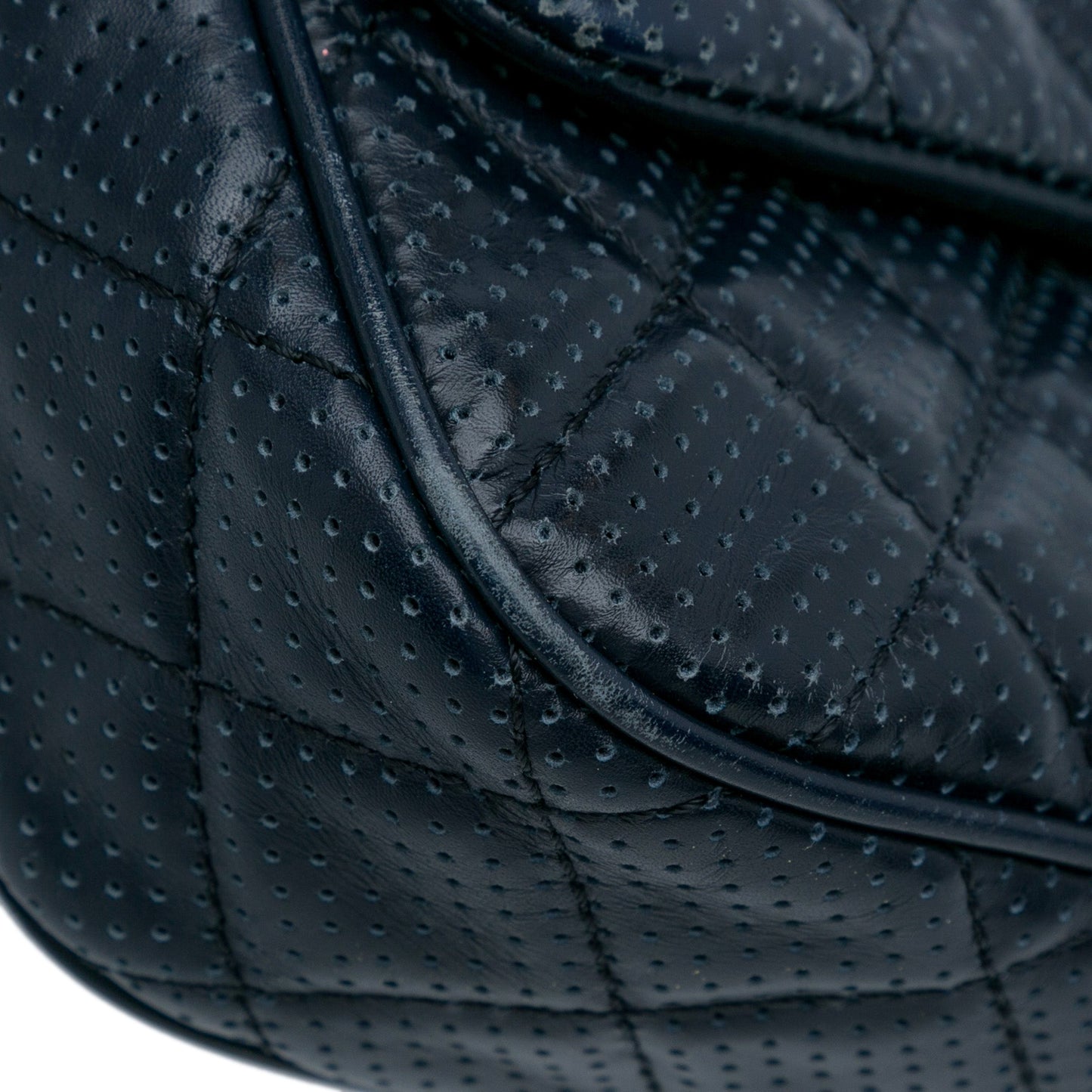 Chanel CC Quilted Perforated Lambskin Single Flap
