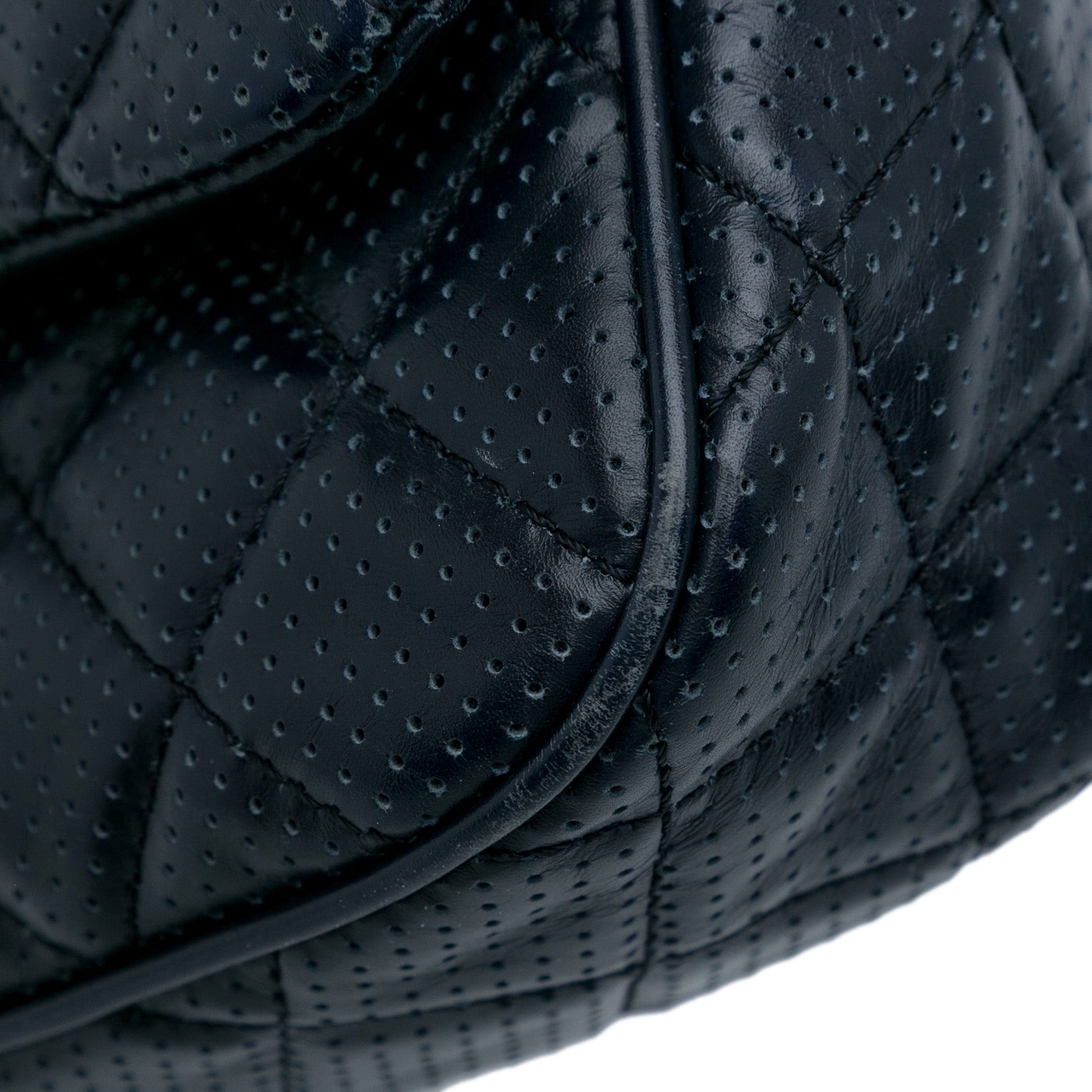 Chanel CC Quilted Perforated Lambskin Single Flap