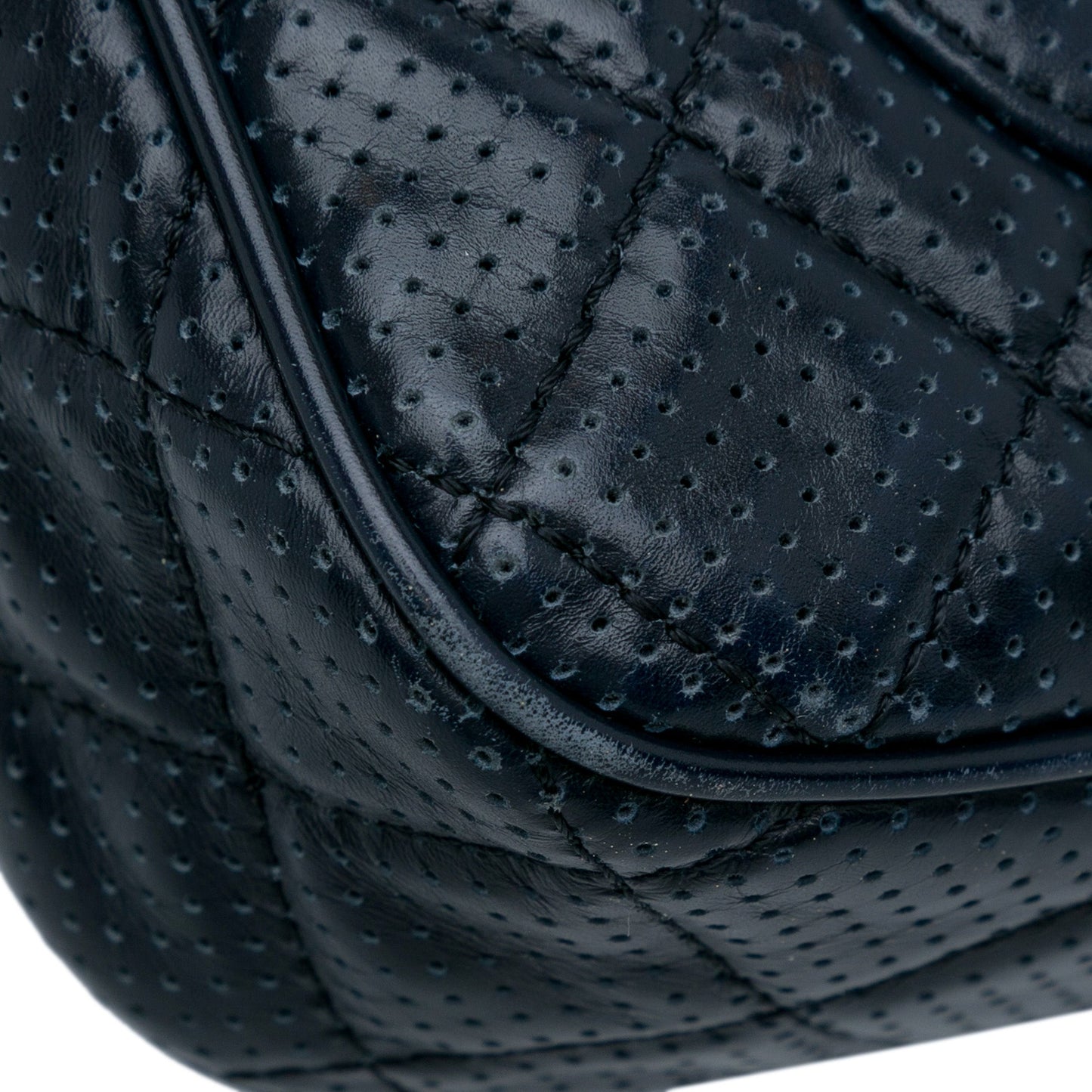 Chanel CC Quilted Perforated Lambskin Single Flap