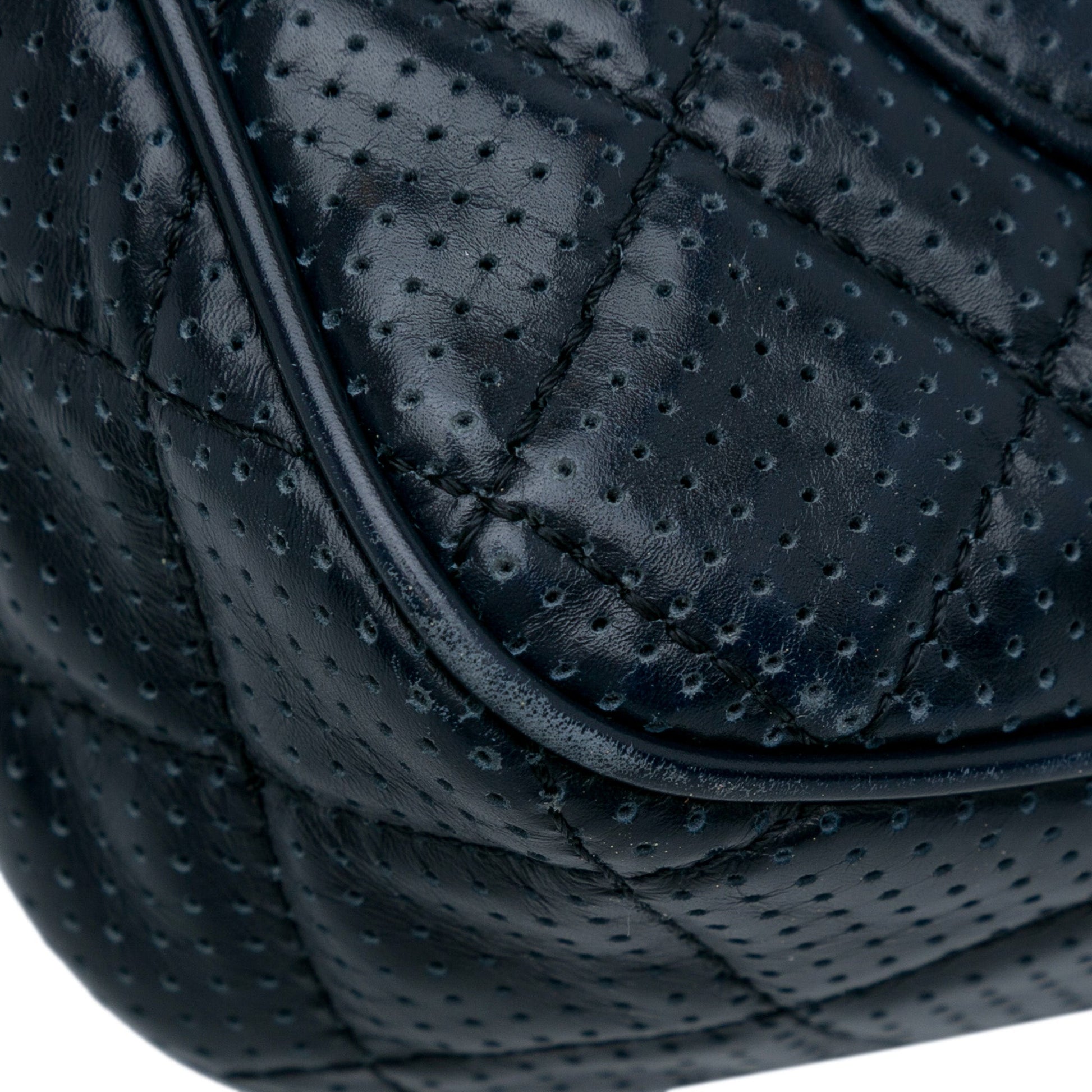 Chanel CC Quilted Perforated Lambskin Single Flap