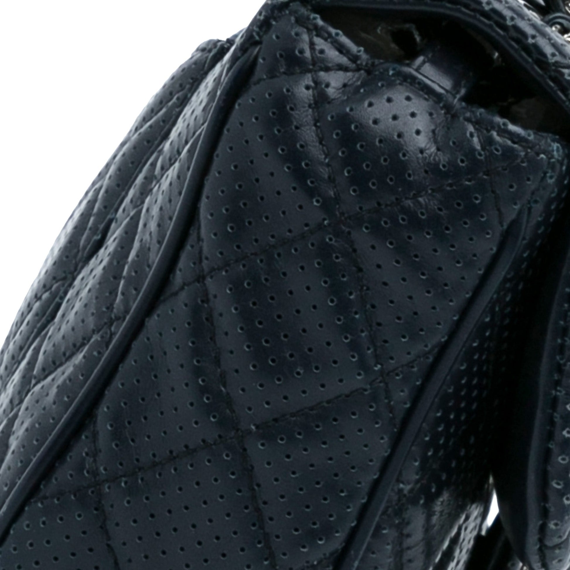 Chanel CC Quilted Perforated Lambskin Single Flap