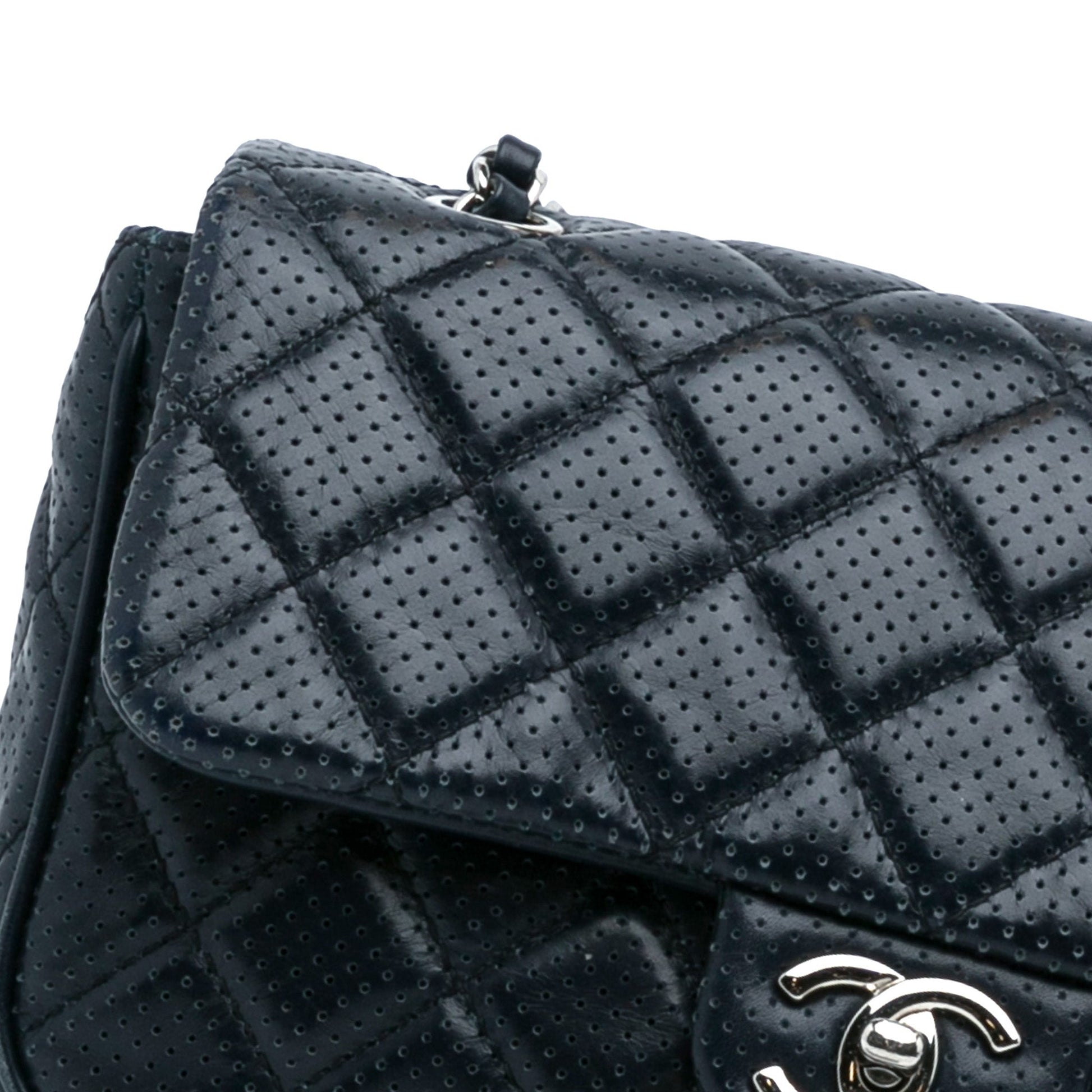 Chanel CC Quilted Perforated Lambskin Single Flap
