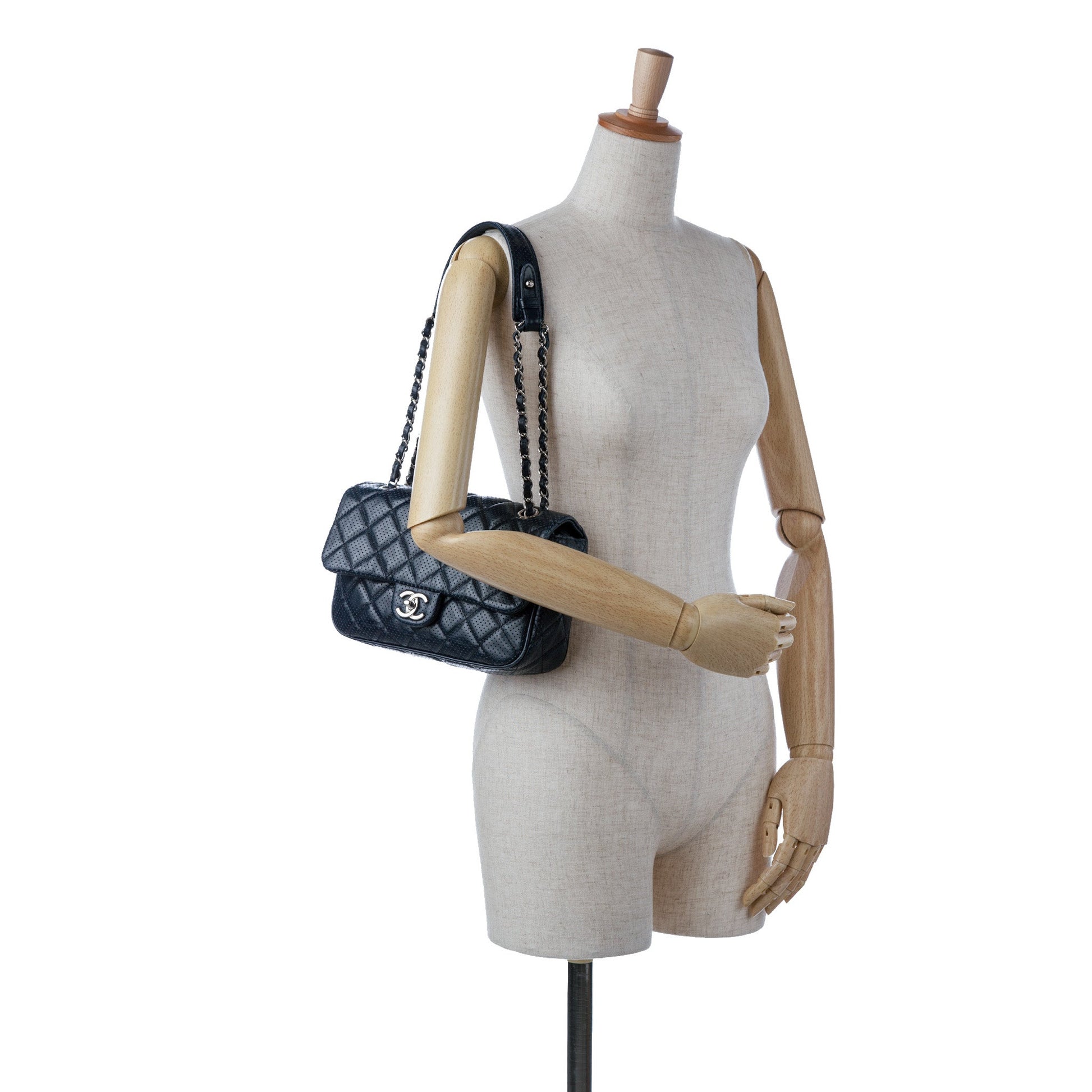 Chanel CC Quilted Perforated Lambskin Single Flap
