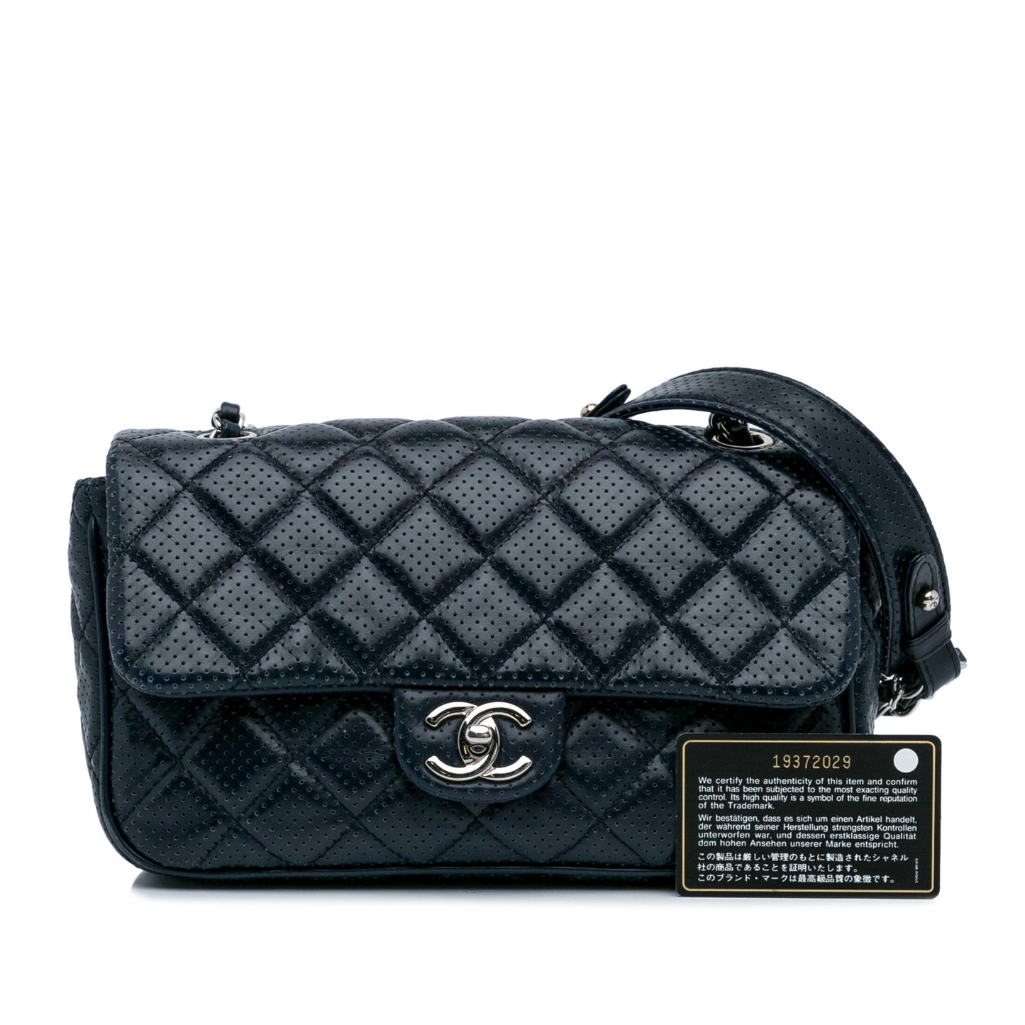 Chanel CC Quilted Perforated Lambskin Single Flap