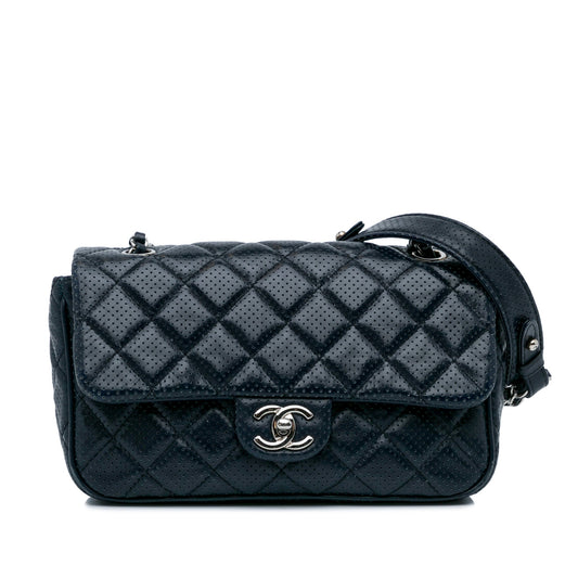 Chanel CC Quilted Perforated Lambskin Single Flap