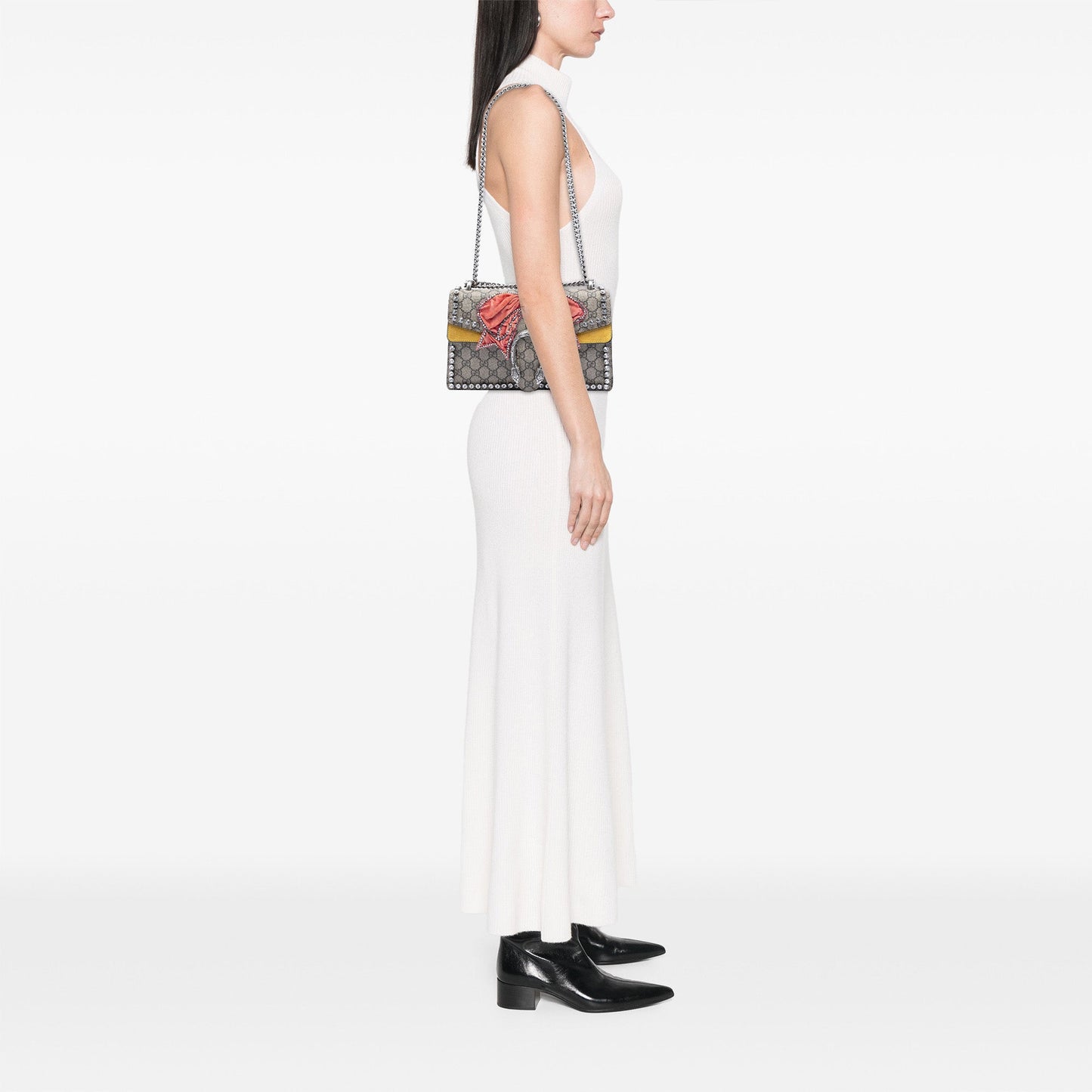 Medium GG Supreme Embroidered Crystal Bow Dionysus Shoulder Bag