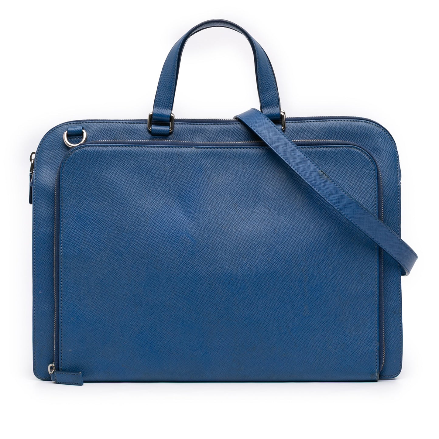 Prada Saffiano Cuir Travel Front Zip Pocket Briefcase