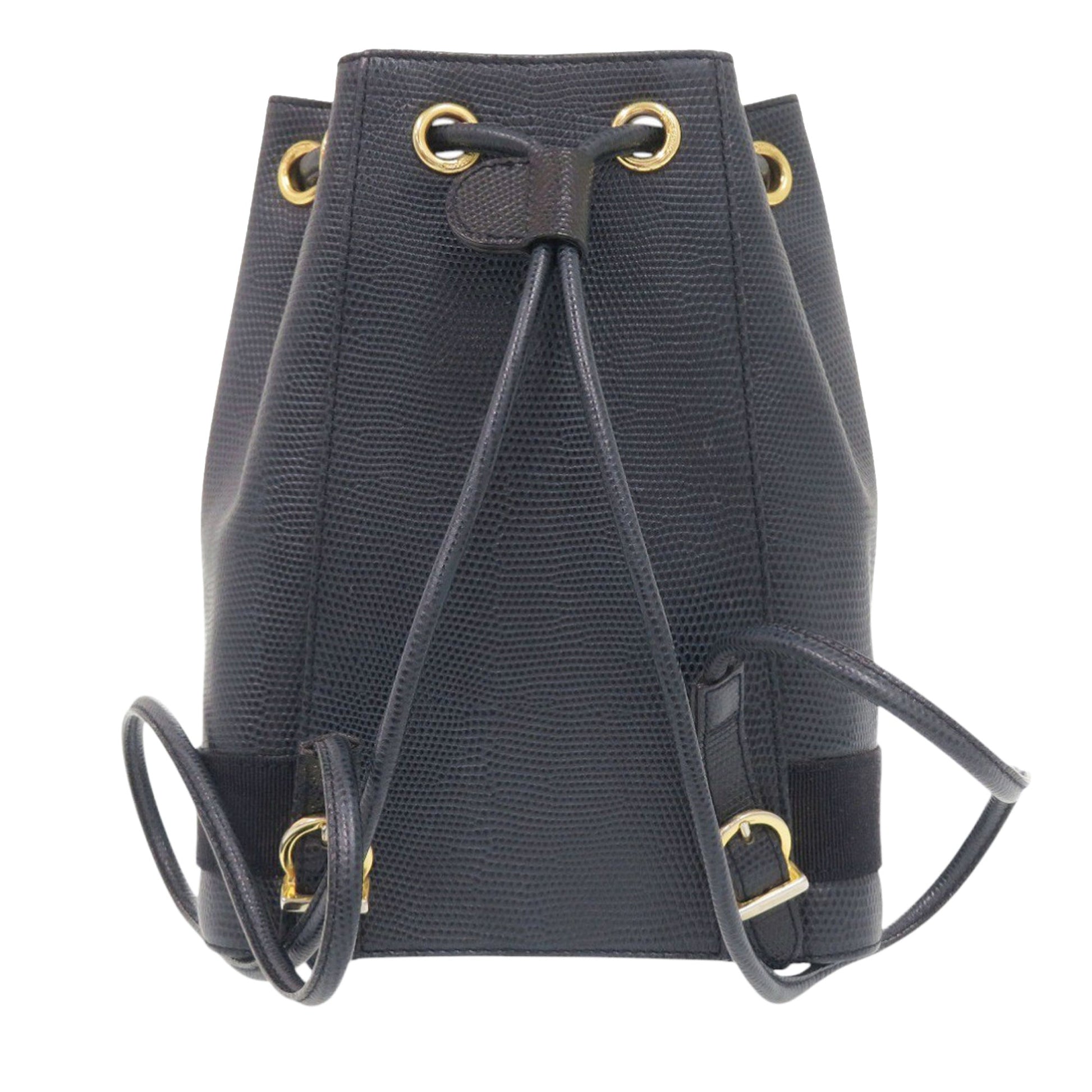 Ferragamo Lizard Embossed Leather Vara Bow Drawstring Backpack
