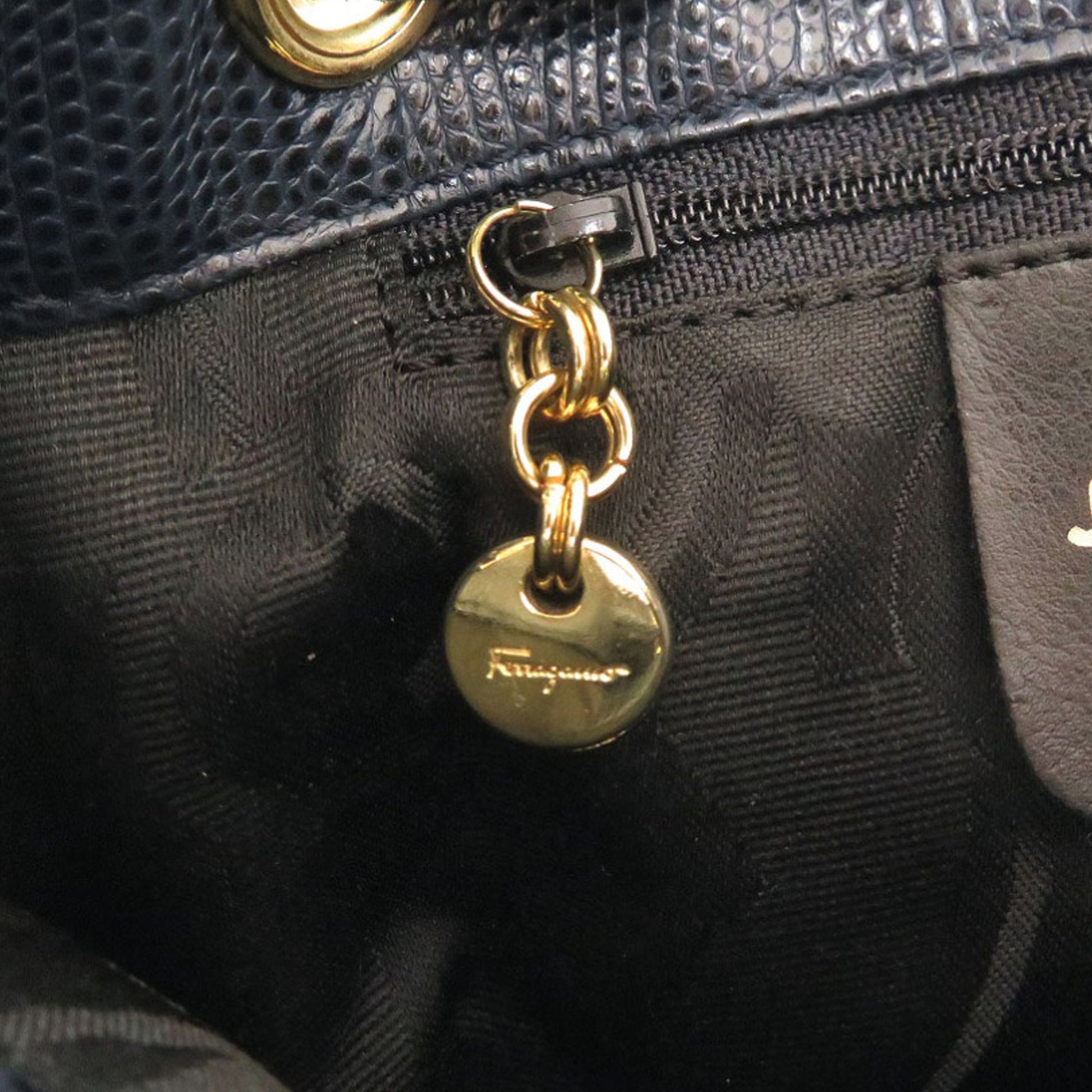 Ferragamo Lizard Embossed Leather Vara Bow Drawstring Backpack
