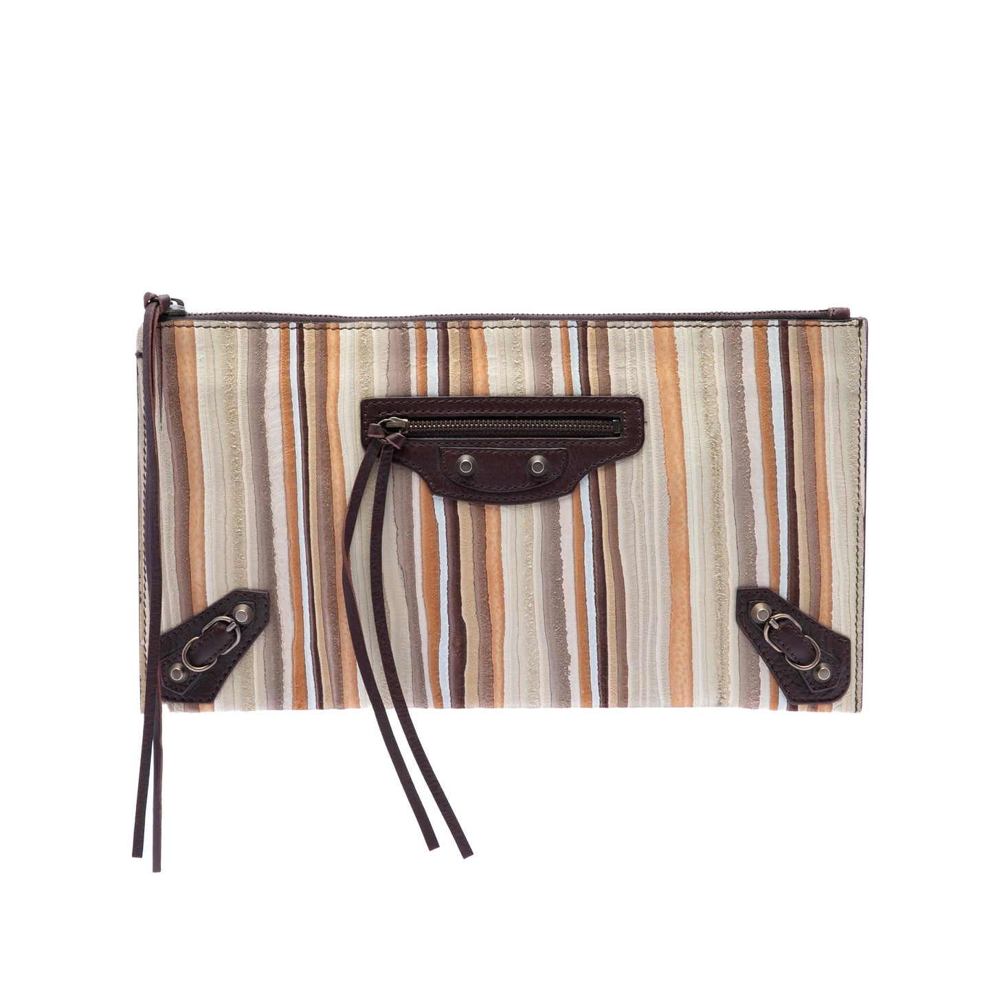 Balenciaga Suede Striped Papier Clutch