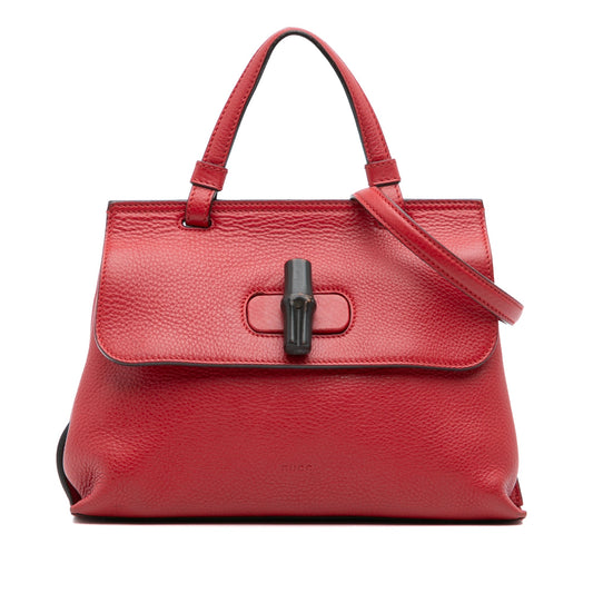 Gucci Small Leather Bamboo Daily Satchel