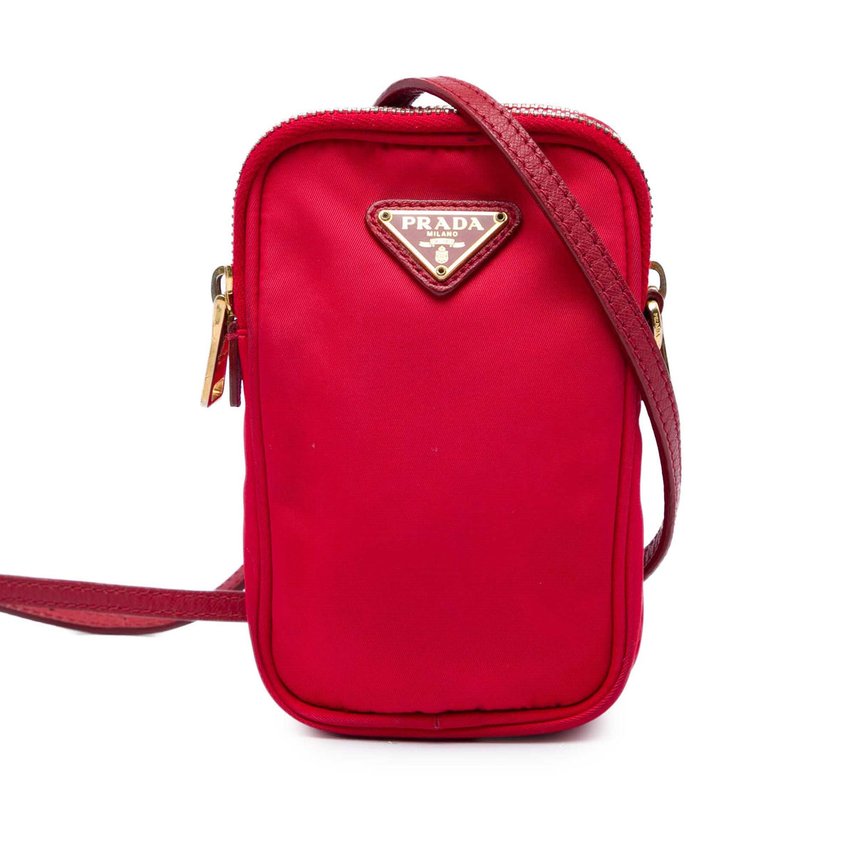 Prada Tessuto Double Zip Phone Case — Red