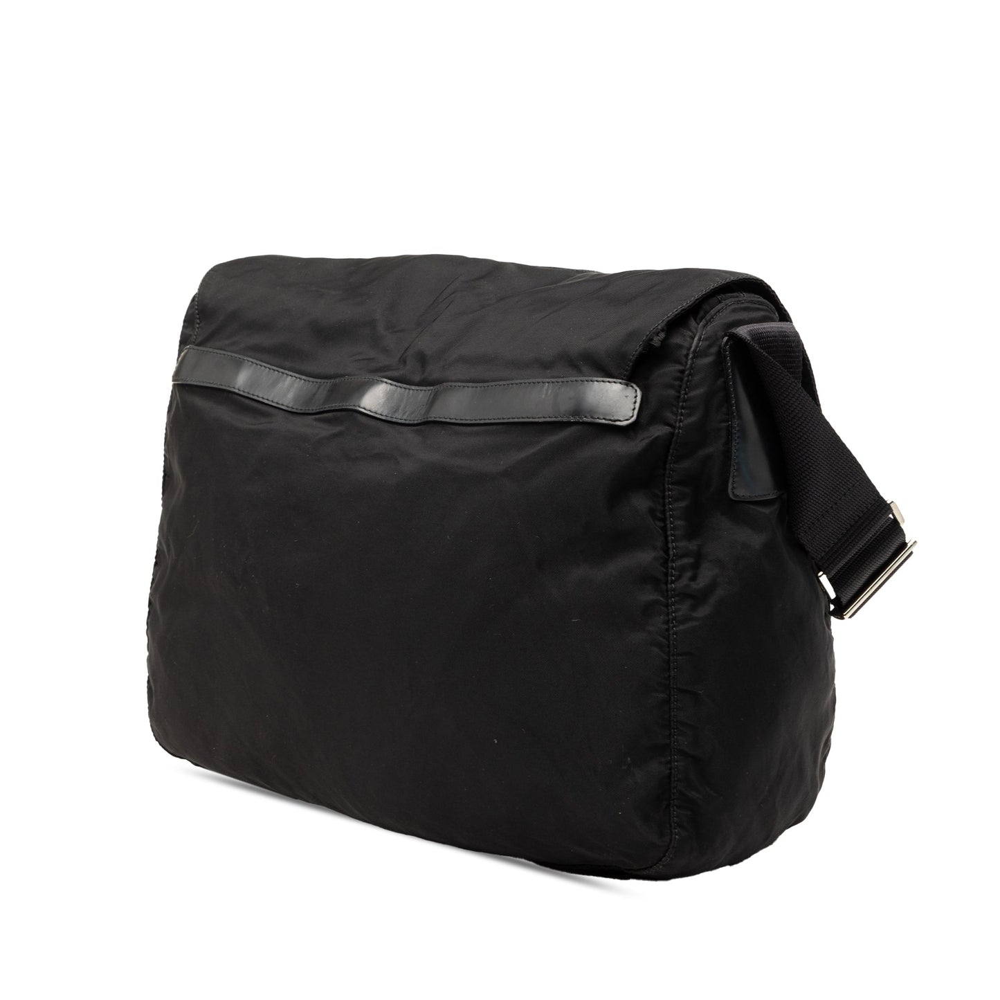 Prada Tessuto Zip Double Buckle Messenger Bag