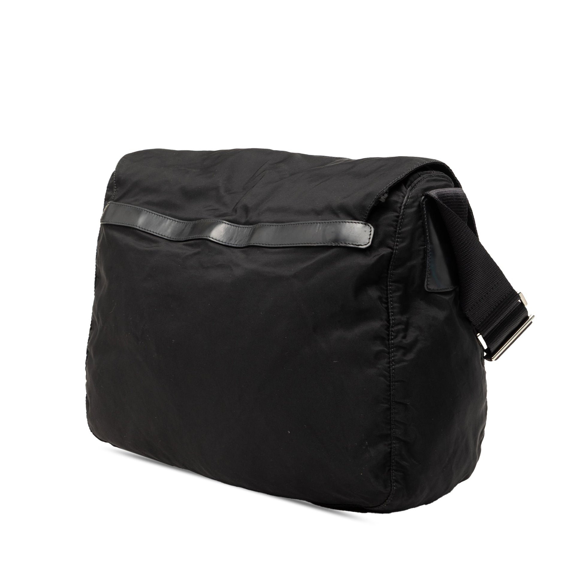 Prada Tessuto Zip Double Buckle Messenger Bag