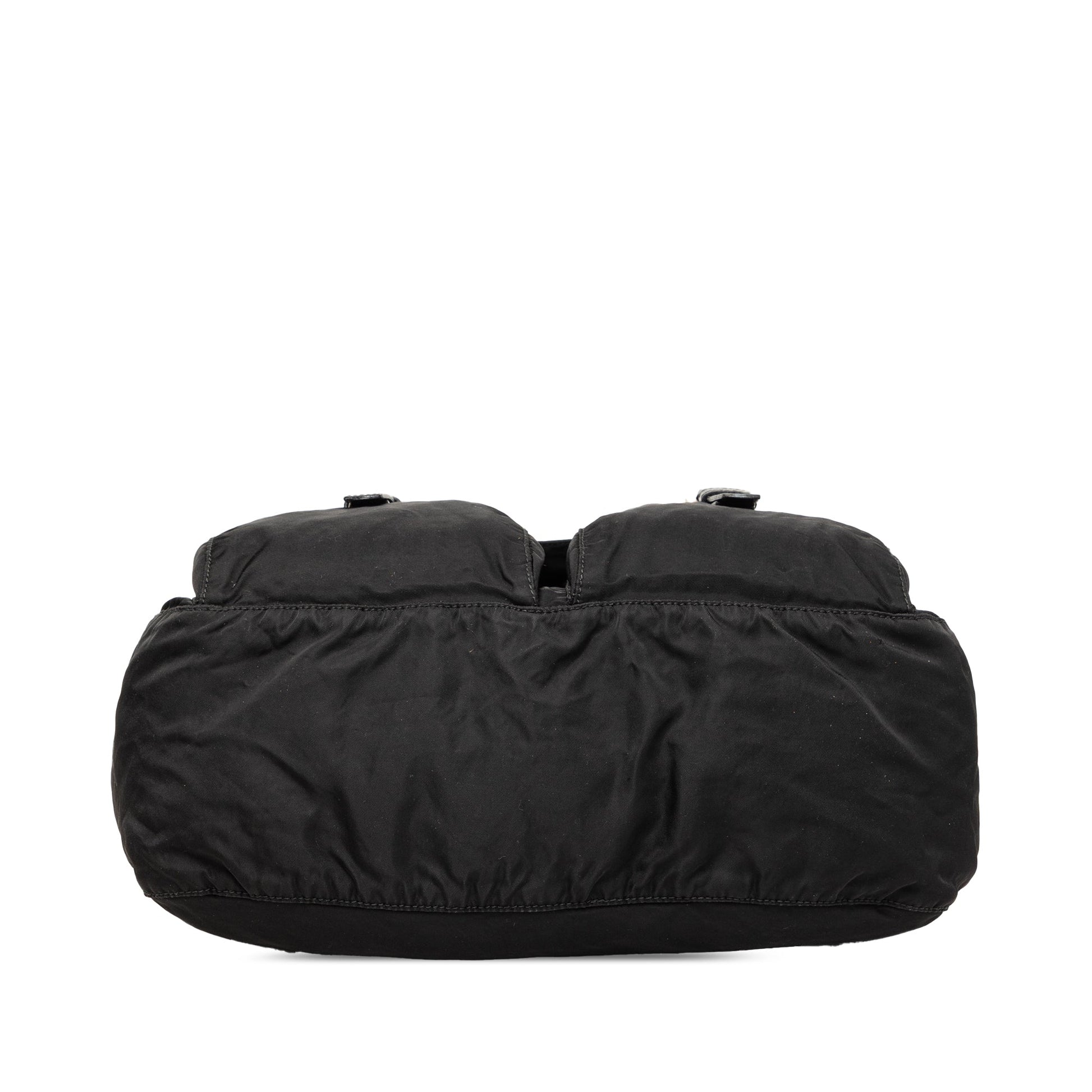 Prada Tessuto Zip Double Buckle Messenger Bag