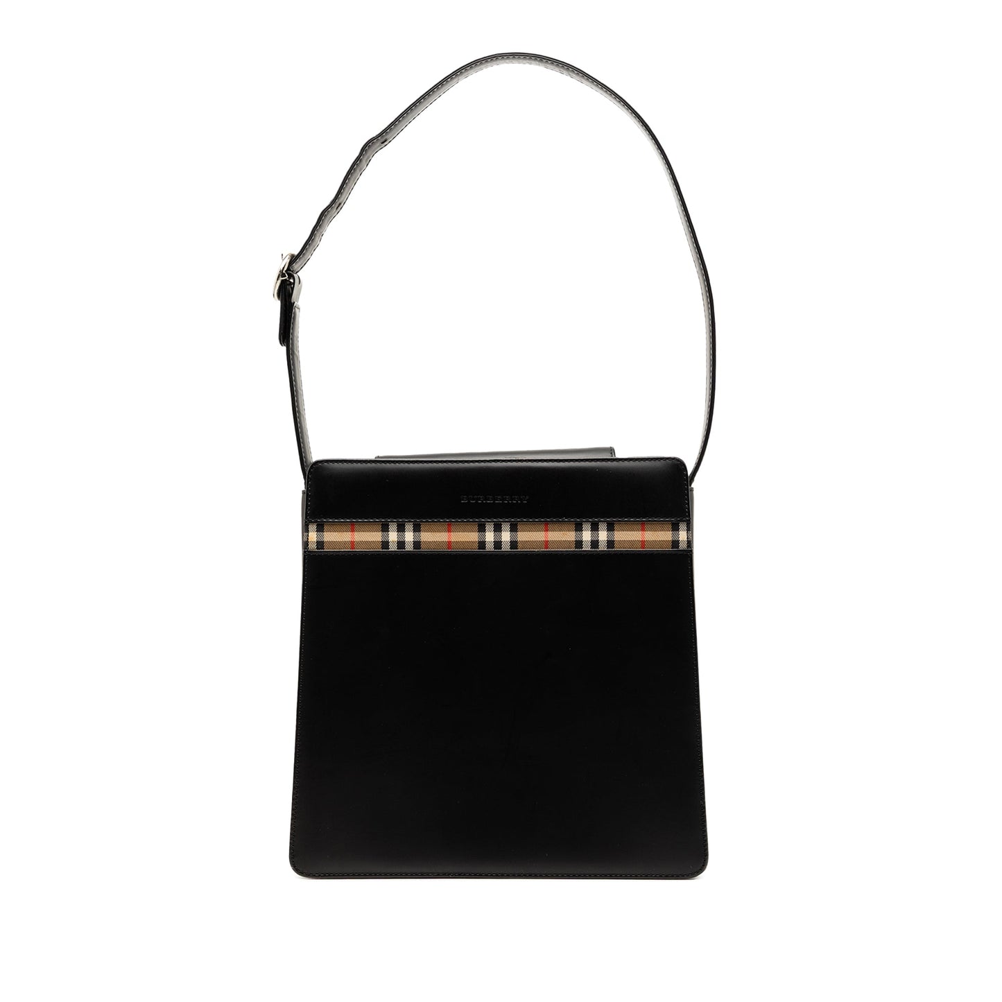 Burberry House Check Trimmed Leather Shoulder Bag