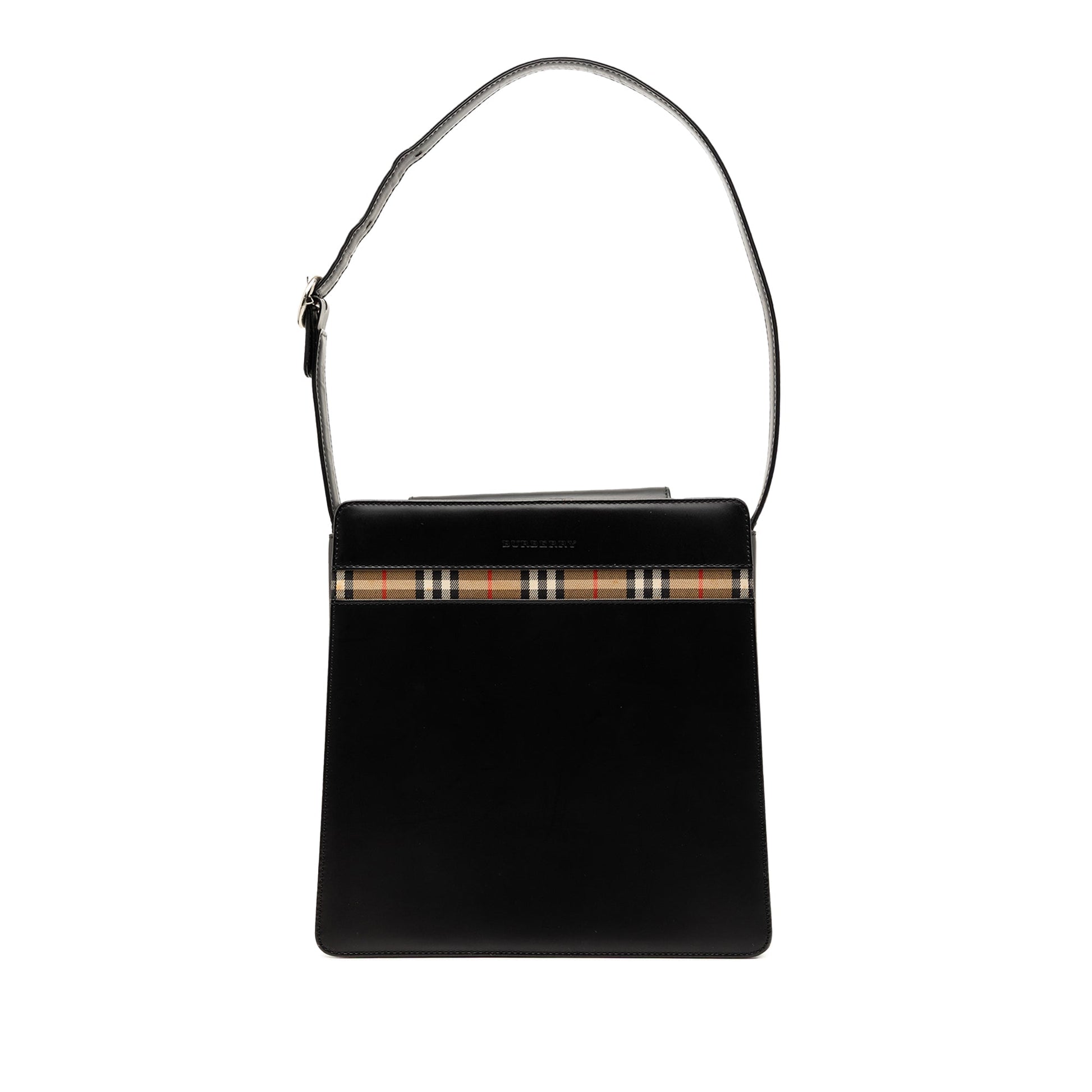 Burberry House Check Trimmed Leather Shoulder Bag