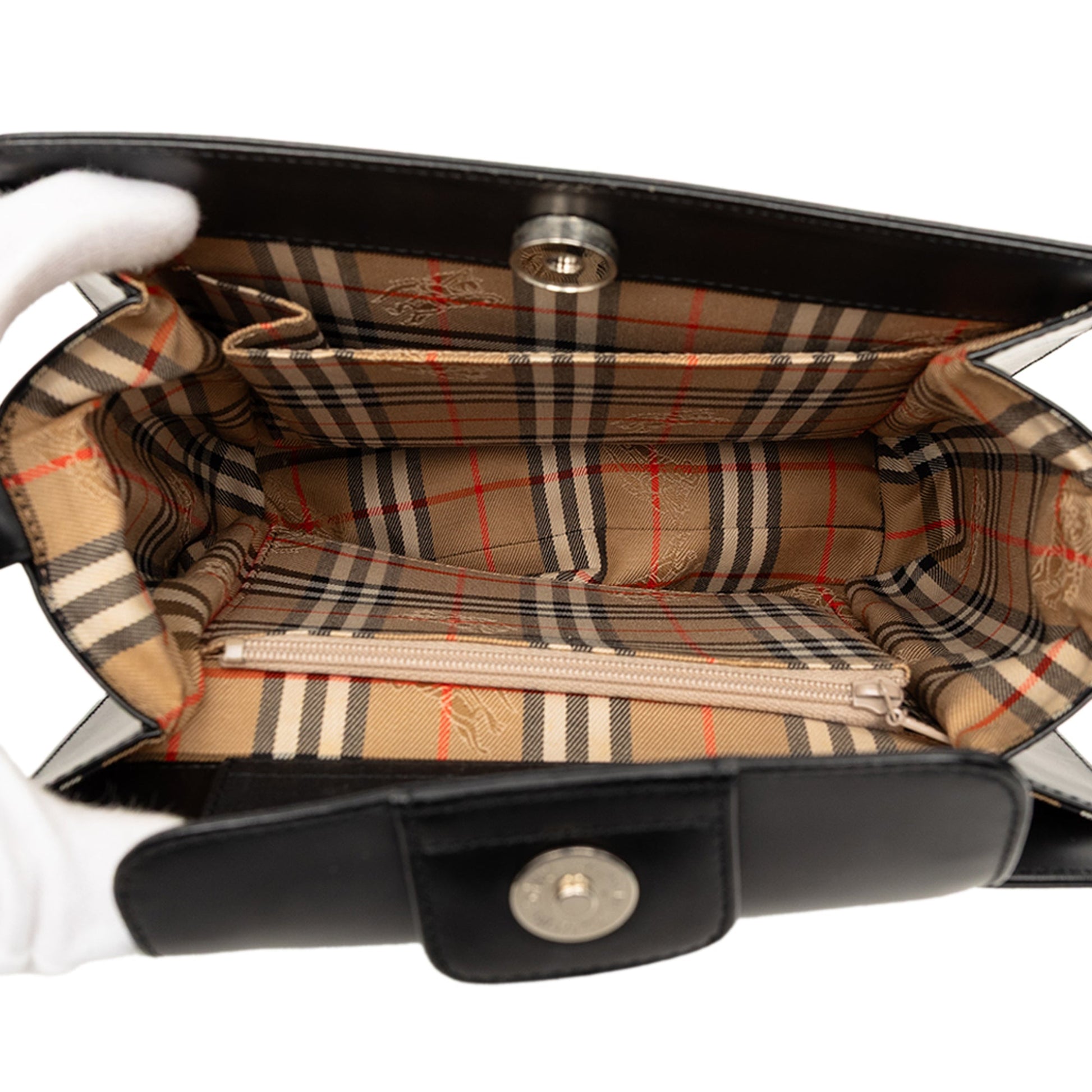 Burberry House Check Trimmed Leather Shoulder Bag