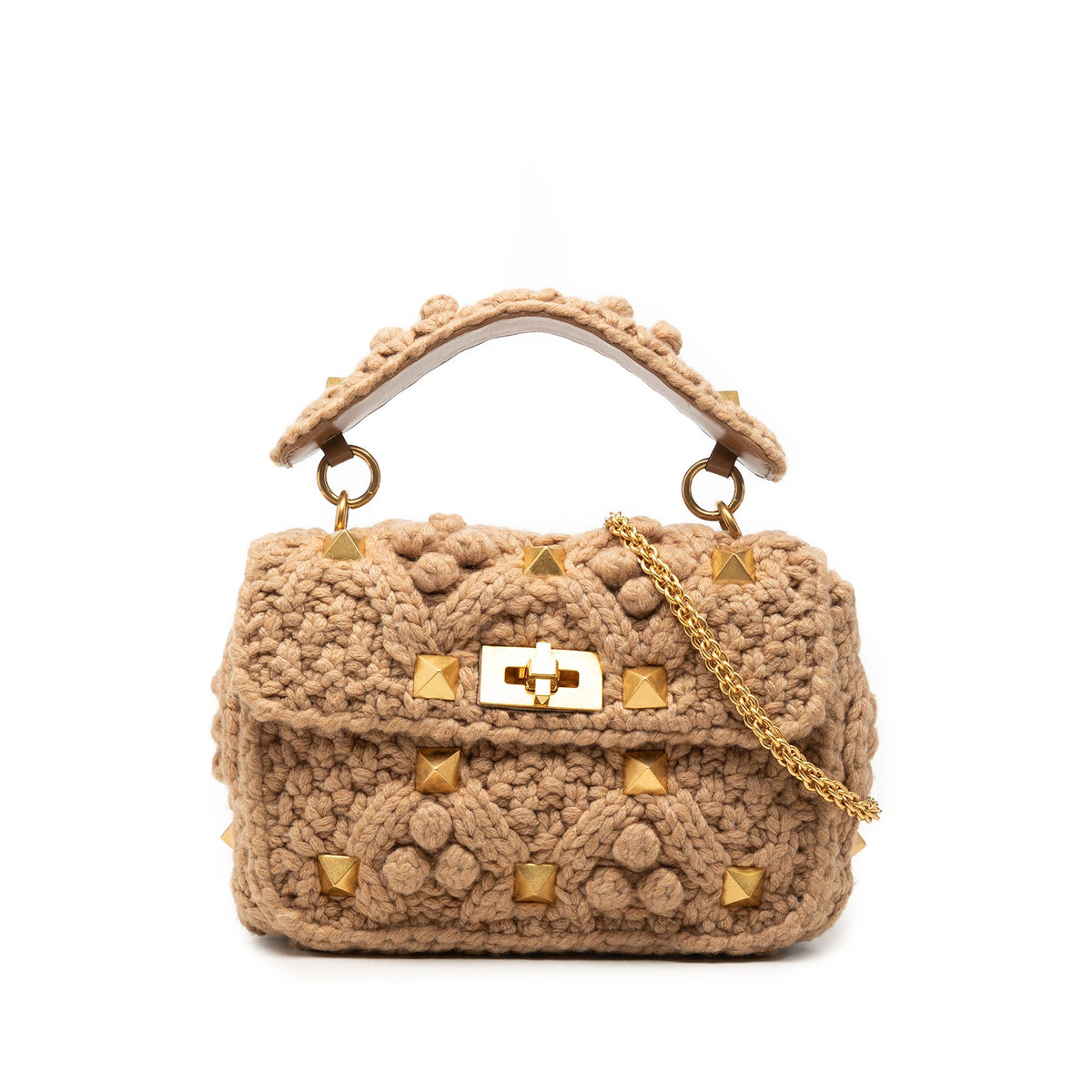 Valentino Medium Knit Roman Stud Satchel
