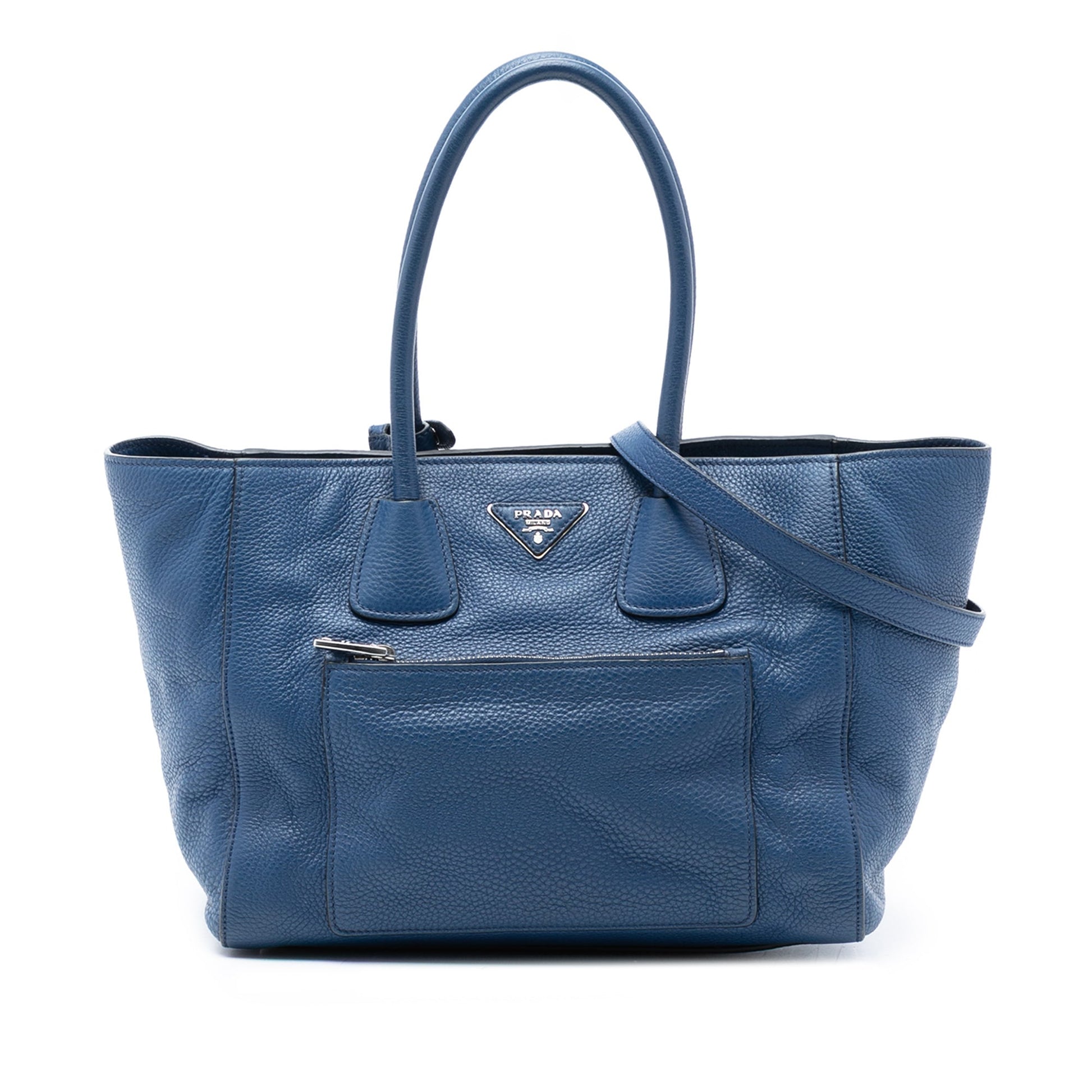 Prada Vitello Daino Front Pocket Open Convertible Tote