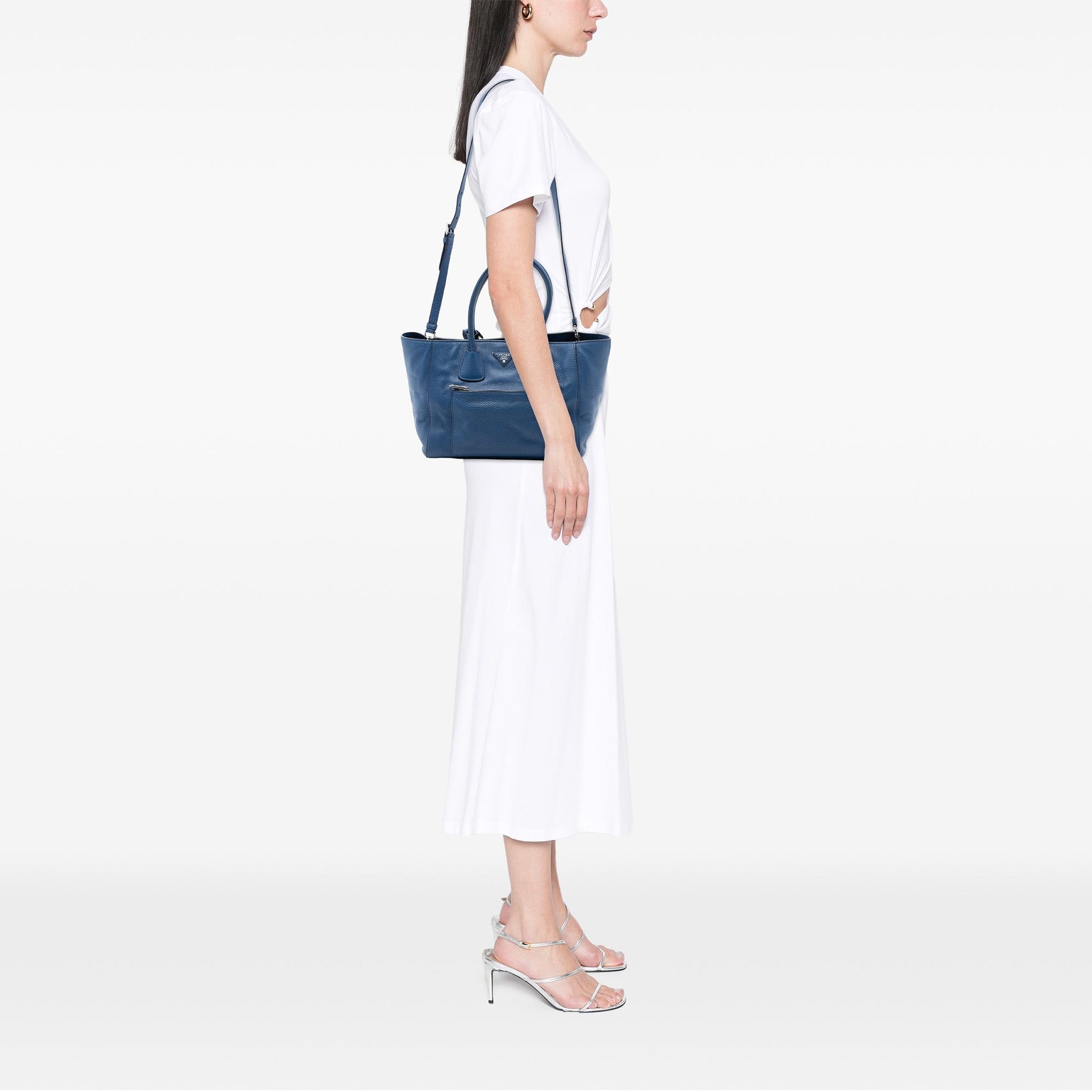 Prada Vitello Daino Front Pocket Open Convertible Tote