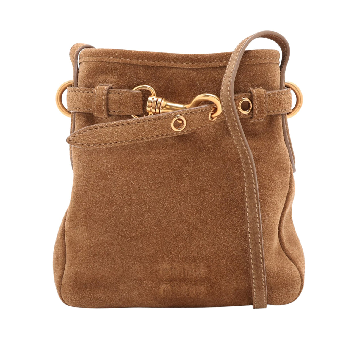 Miu Miu Suede Crossbody — Brown
