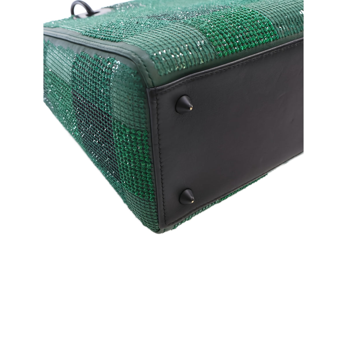 Dior Medium Crystal Embellished Calfskin Checkered Lady Dior — Green