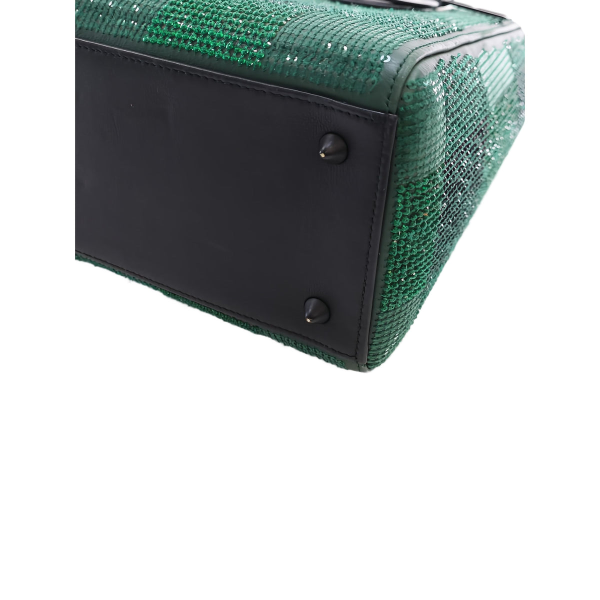 Dior Medium Crystal Embellished Calfskin Checkered Lady Dior — Green