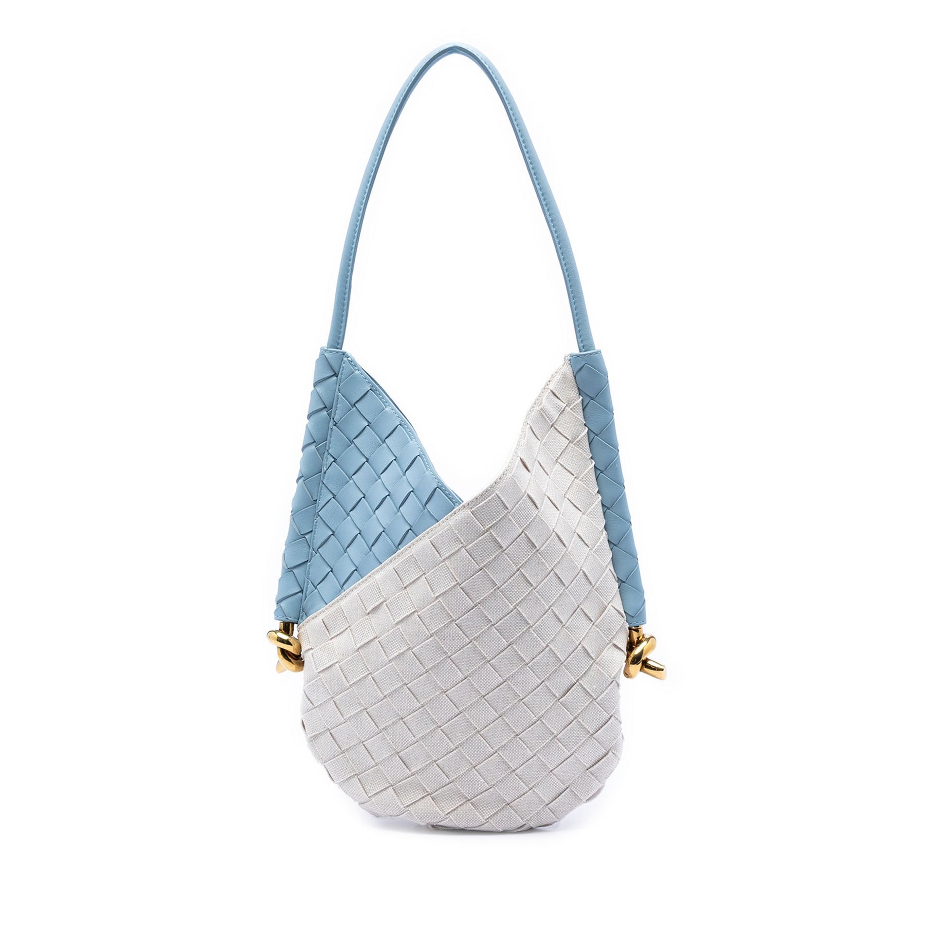 Bottega Veneta Small Nappa and Canvas Intrecciato Solstice Shoulder Bag