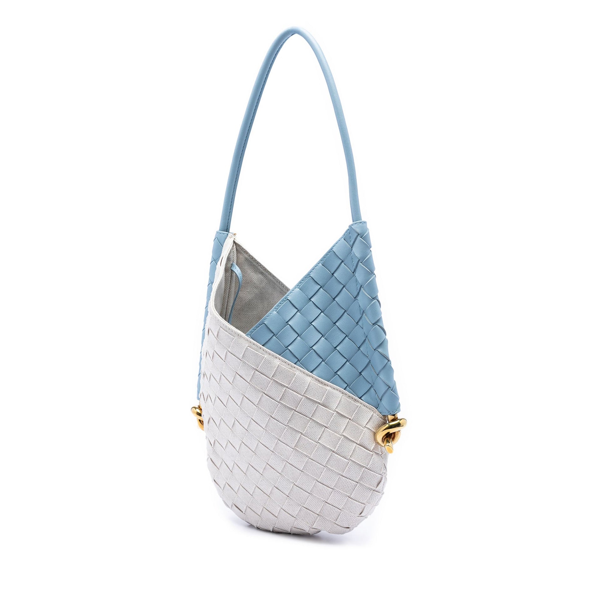 Bottega Veneta Small Nappa and Canvas Intrecciato Solstice Shoulder Bag