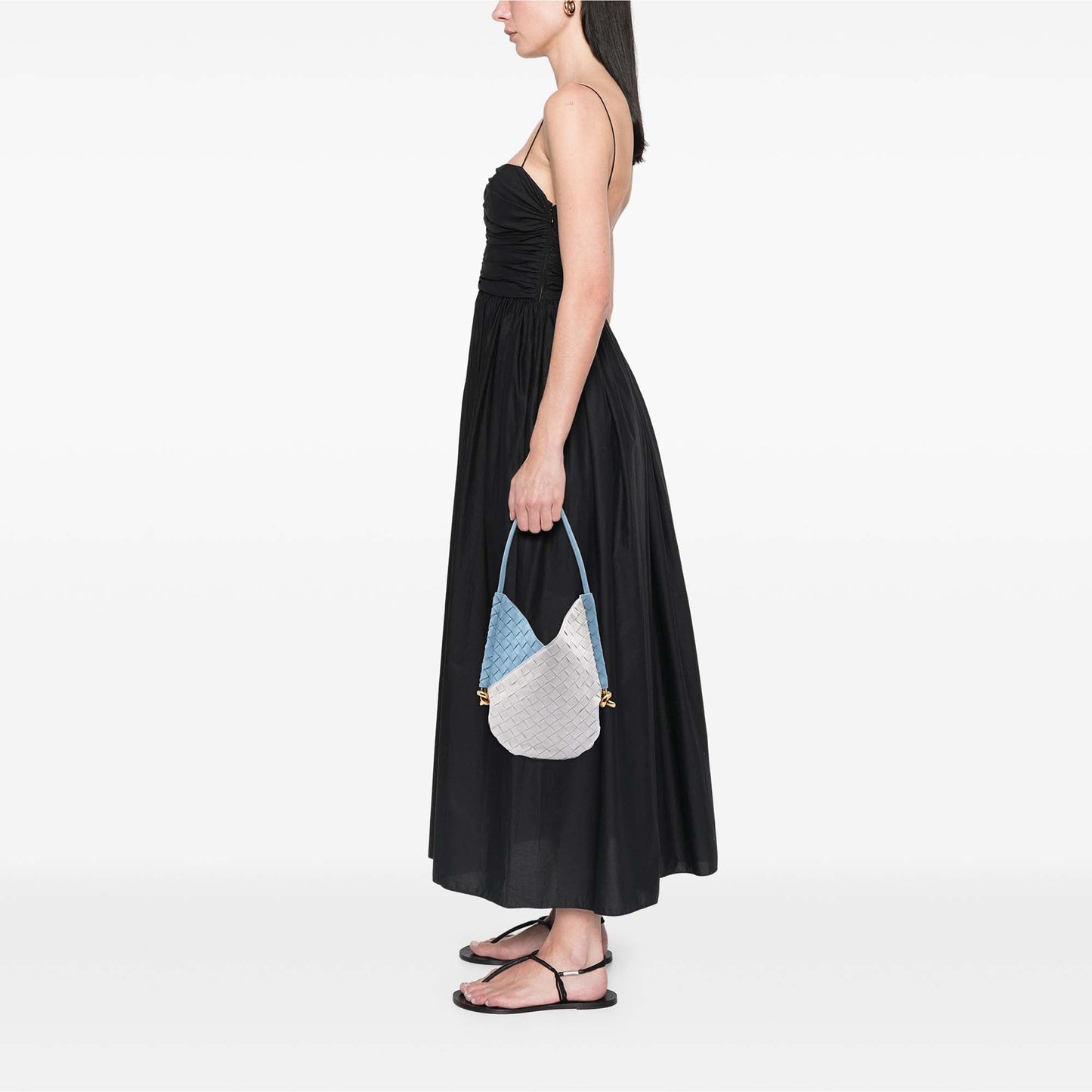 Bottega Veneta Small Nappa and Canvas Intrecciato Solstice Shoulder Bag