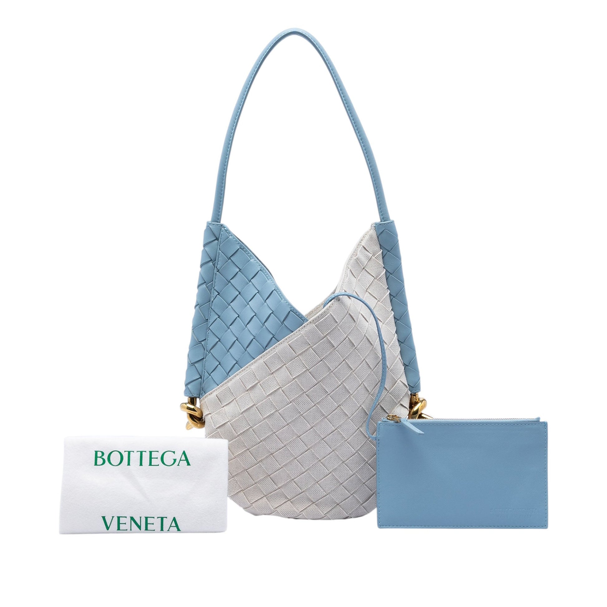 Bottega Veneta Small Nappa and Canvas Intrecciato Solstice Shoulder Bag